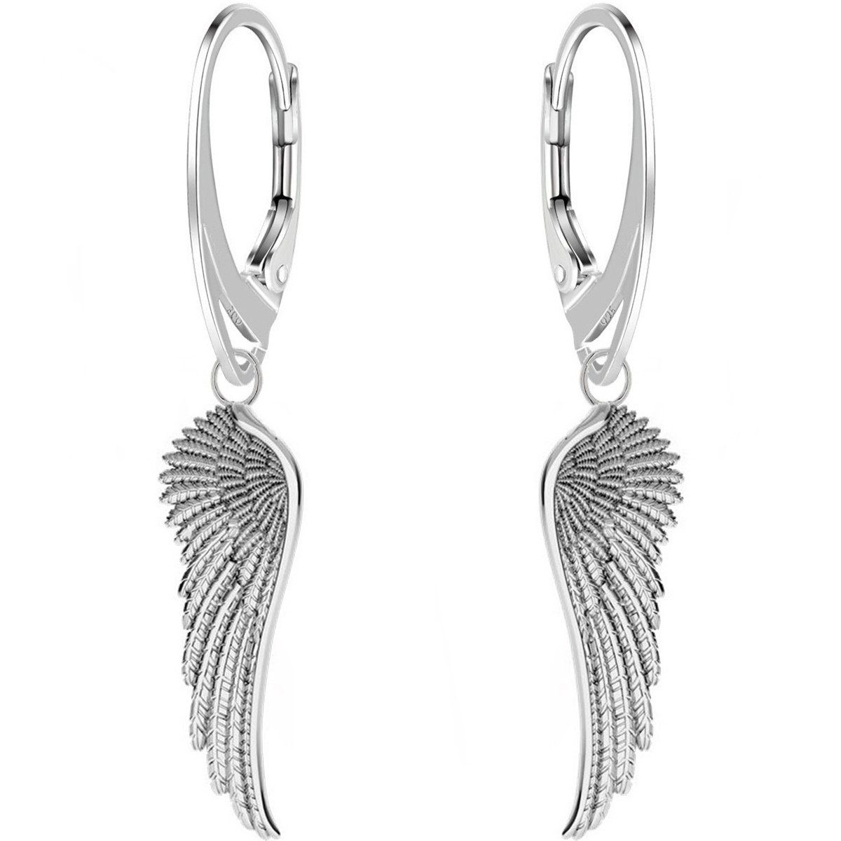 Goldene Hufeisen Paar Ohrhänger Engelsflügel Brisur Ohrringe aus 925  Sterling Silber Engel Flügel (1 Paar, inkl. Etui), Damen Ohrschmuck