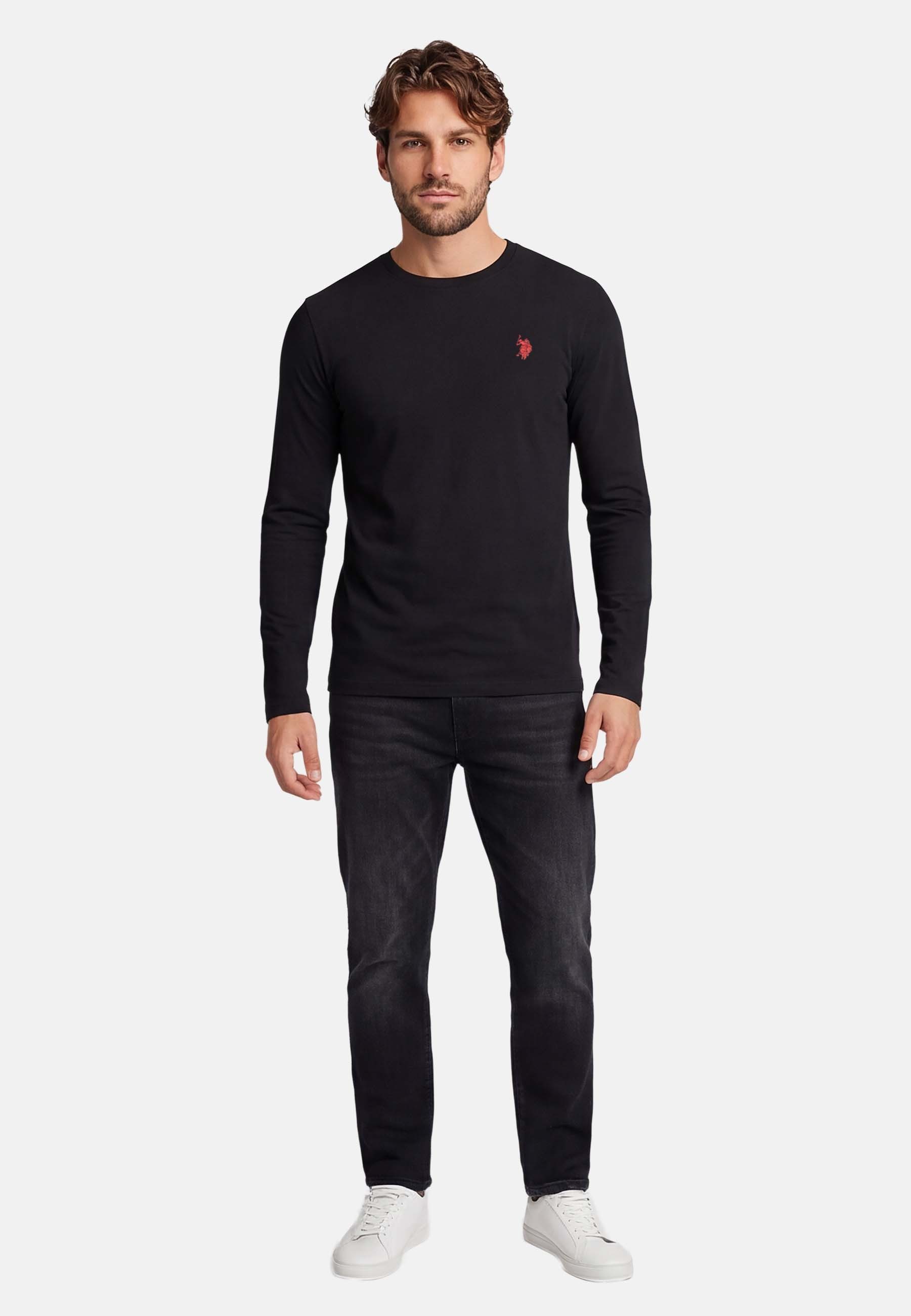 U.S. Polo Assn. Longsleeve USAaron – Herren Langarmshirt mit Logo-Stickerei Aus 100 % Baumwolle, mit Rundhalsausschnitt und klassischer Passform