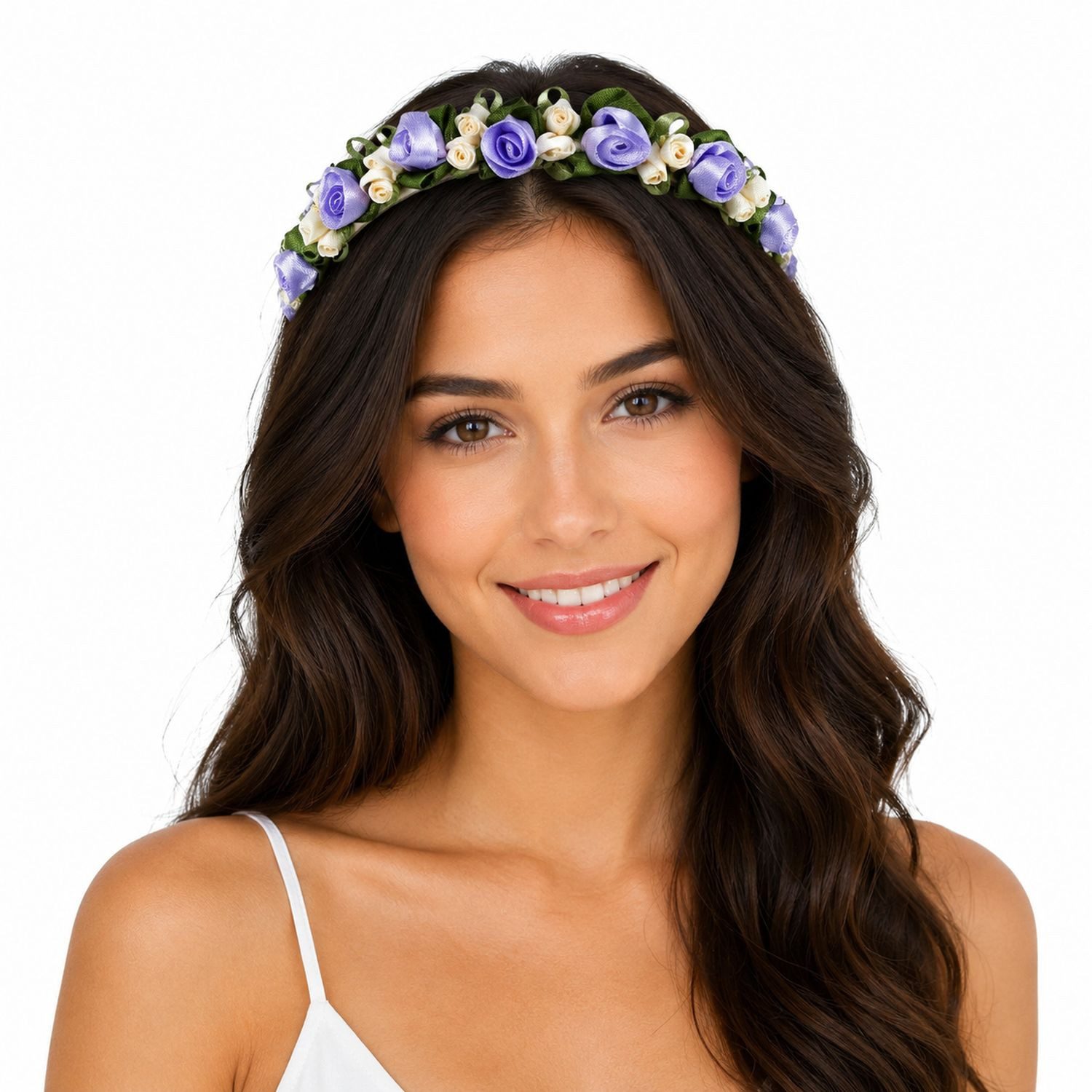 Trachtenland Haarreif Blumen Haarschmuck "Rosalie" mit Rosenblüten - Flieder