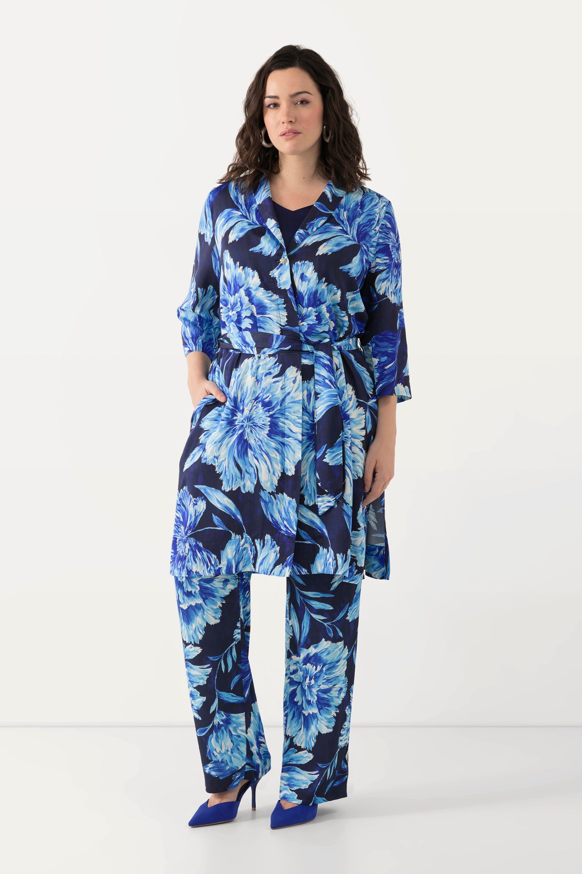 Sommerjacke Jacke längere offene Form Schalkragen 3/4-Arm