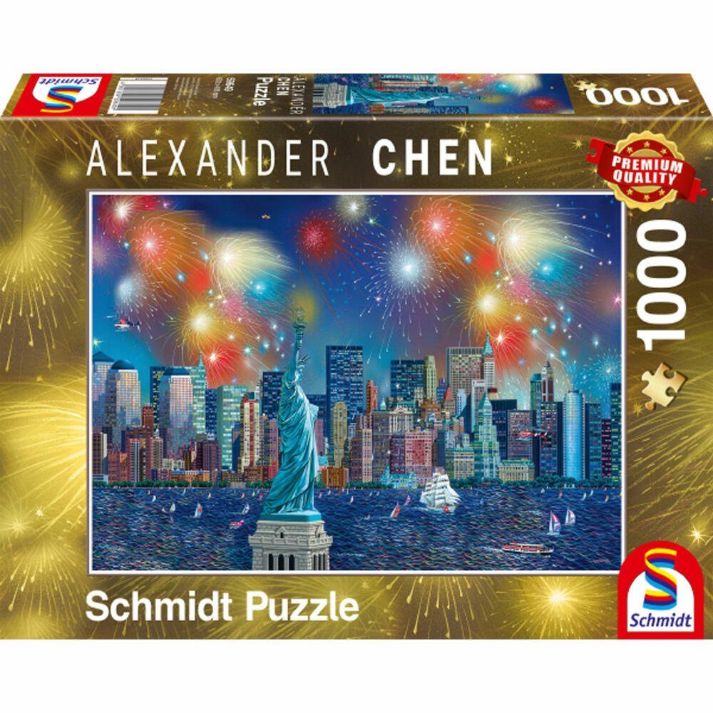 Schmidt Spiele Puzzle Freiheitsstatue mit Feuerwerk, 1000 Puzzleteile