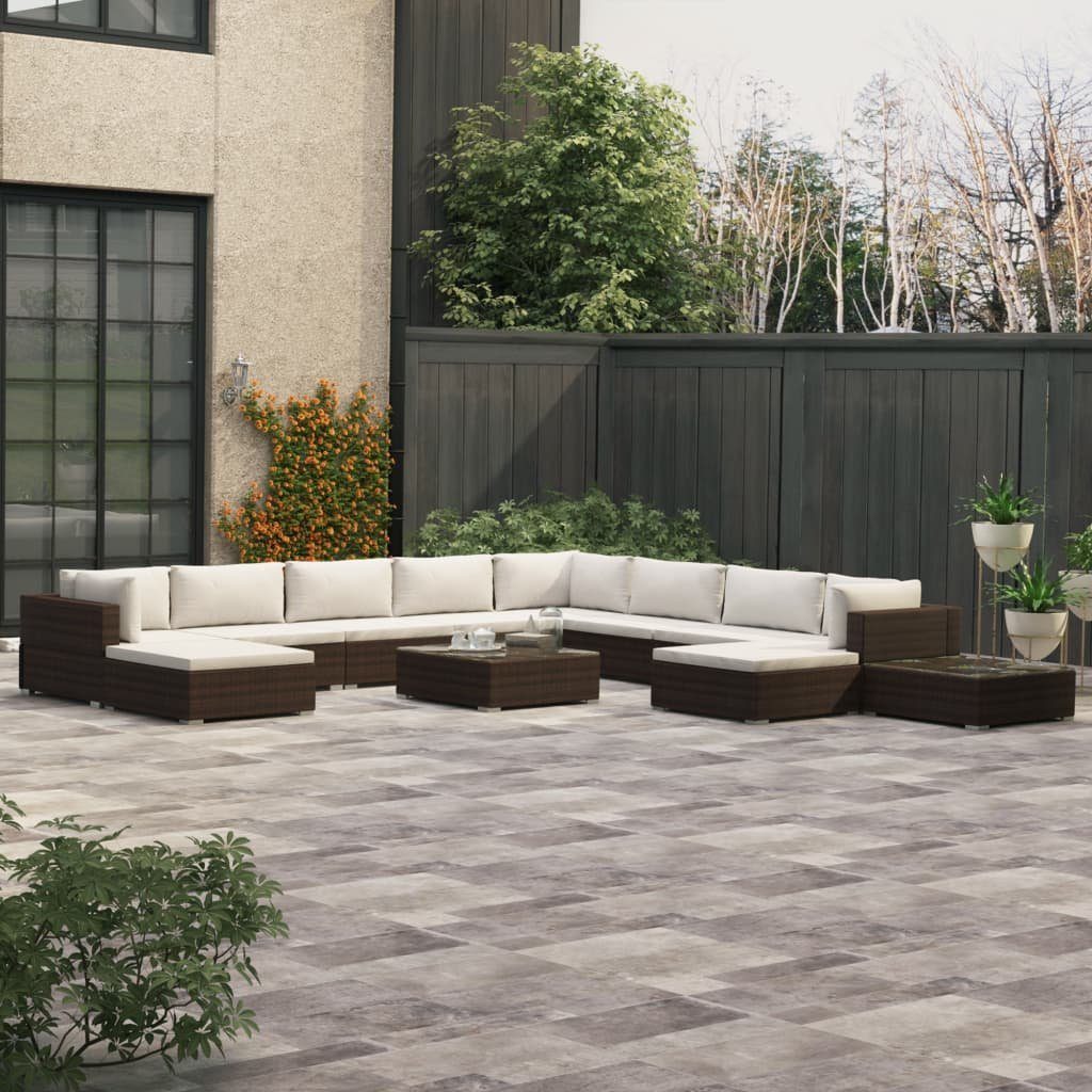 vidaXL GartenloungeSet »12tlg. GartenLoungeSet mit Auflagen Poly