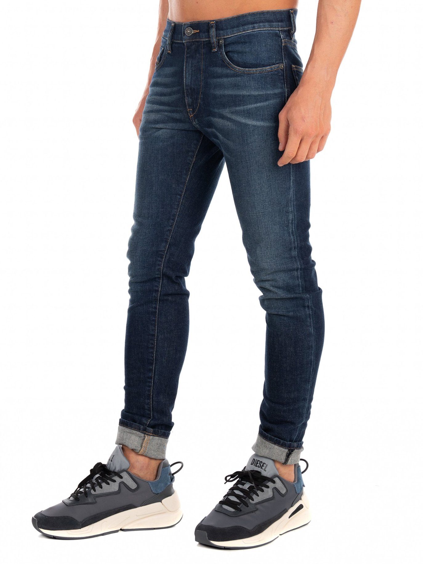 009HN Slim-fit-Jeans - Diesel Stretch Hose Dunkel Blau D-Strukt
