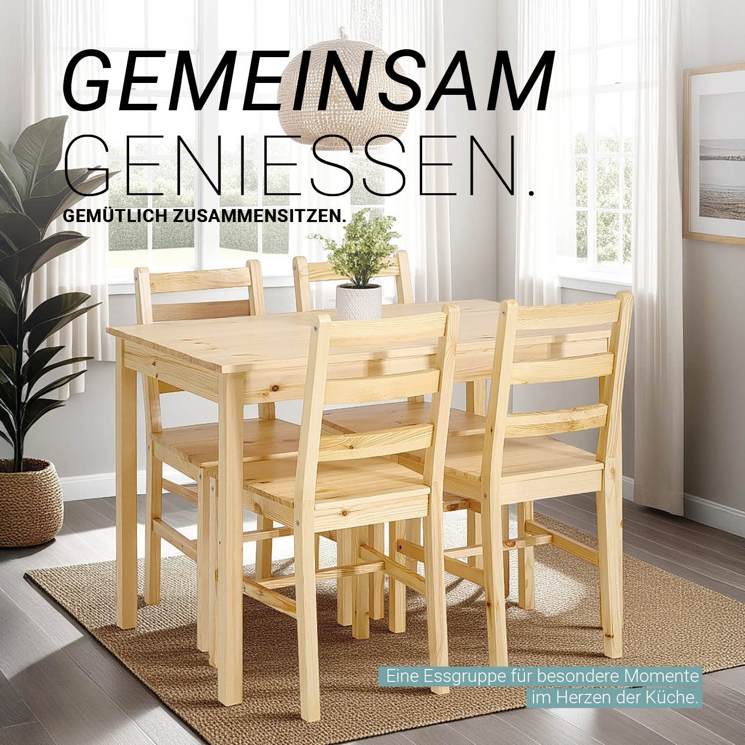 Homestyle4u Essgruppe Esstisch 108x65 mit 4 Stühle Küchentisch Holz Sitzgru günstig online kaufen