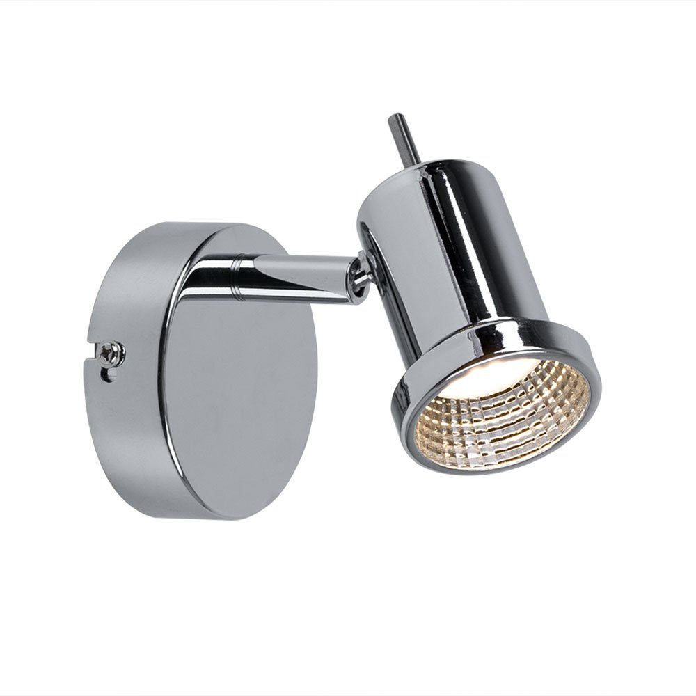 WOFI LED Wandleuchte, LED-Leuchtmittel fest verbaut, Warmweiß, 5 Watt LED Wand Spot Strahler drehbar Lampe Leuchte Chrom