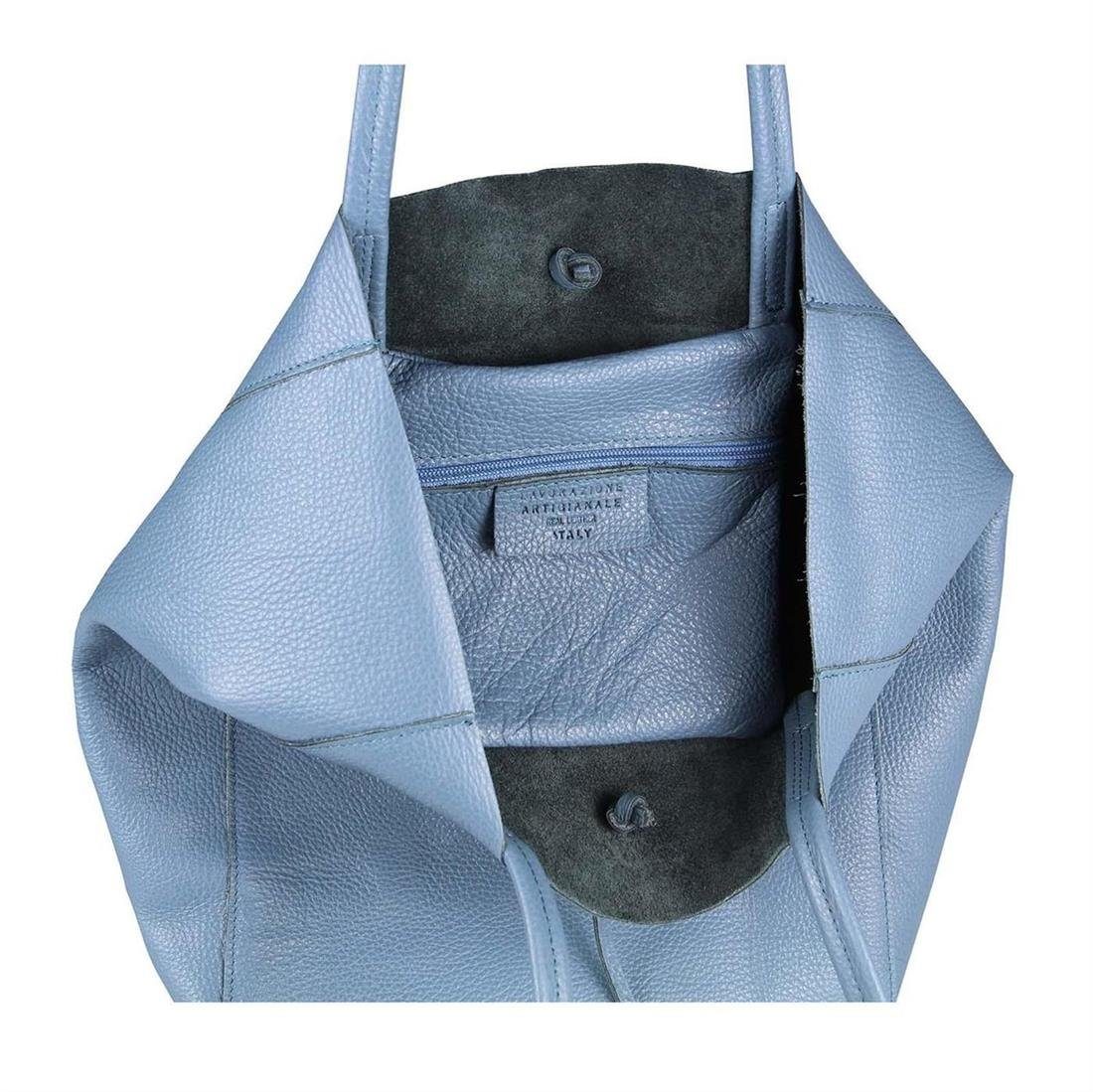 ITALYSHOP24 Schultertasche Made in Italy Damen Premium Leder SHOPPER Tasche HOBO Umhängetasche, Echtleder Business Bag leicht groß klassisch sicher geräumig Beutel