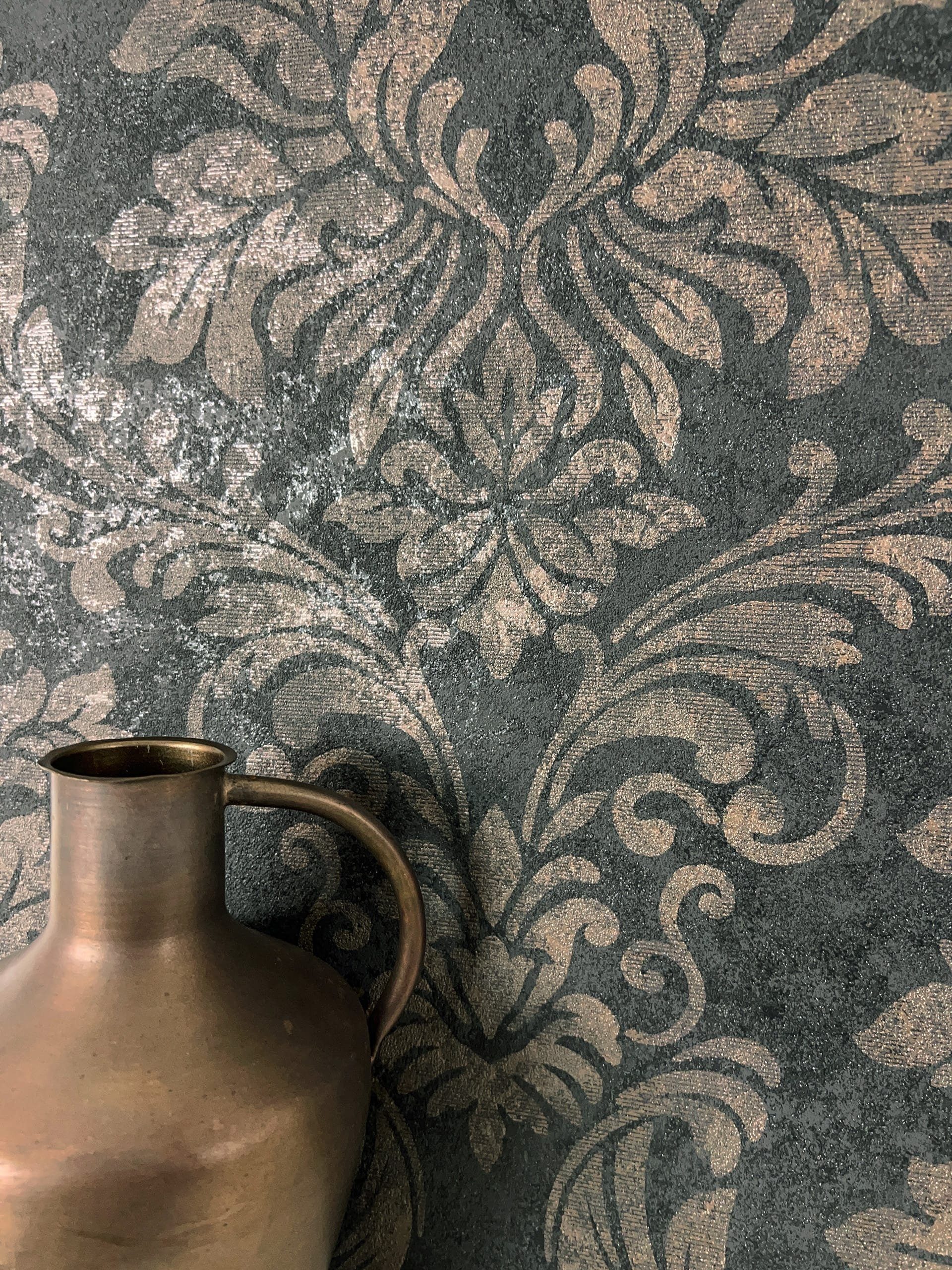 Newroom Vliestapete, Schwarz Tapete Vintage Ornamente günstig online kaufen