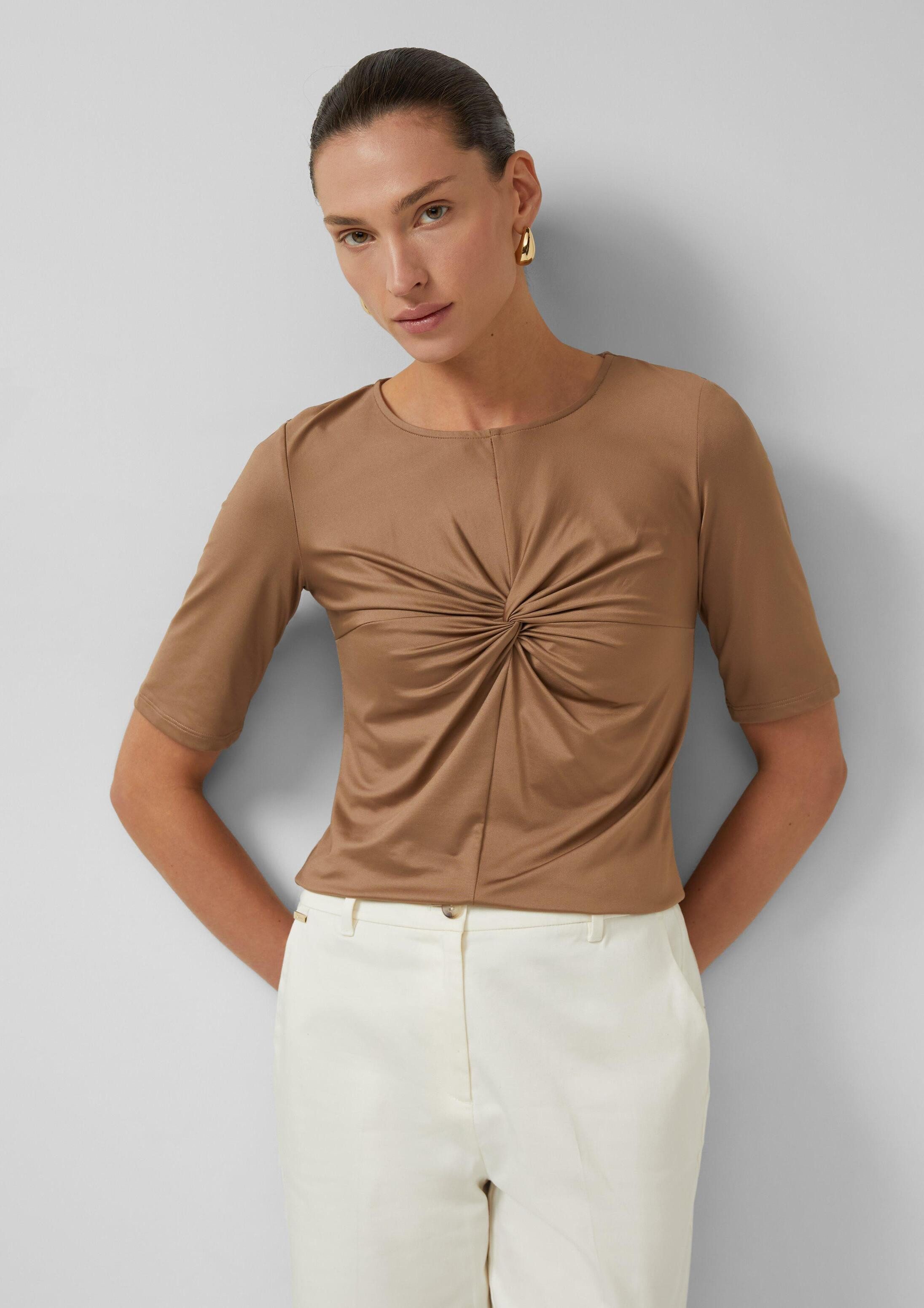 s.Oliver Kurzarmshirt T-Shirt Jersey-Shirt im Slim Fit mit Knotendetail
