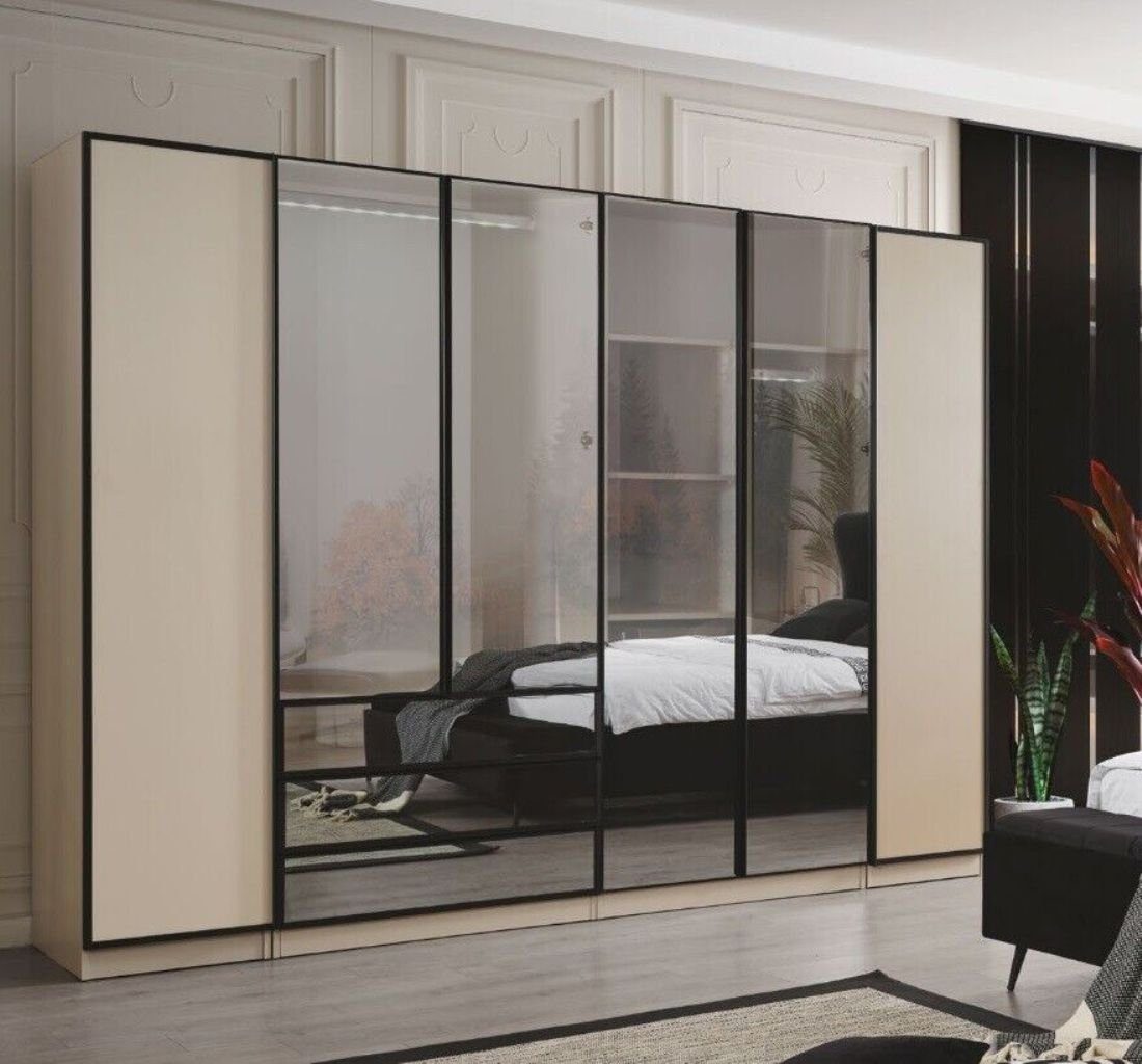 JVmoebel Kleiderschrank Moderne Möbel Schrank Schlafzimmer beige Kleiderschrank Glastüren (1-St., 1x Kleiderschrank) Made in Europa | Kleiderschränke
