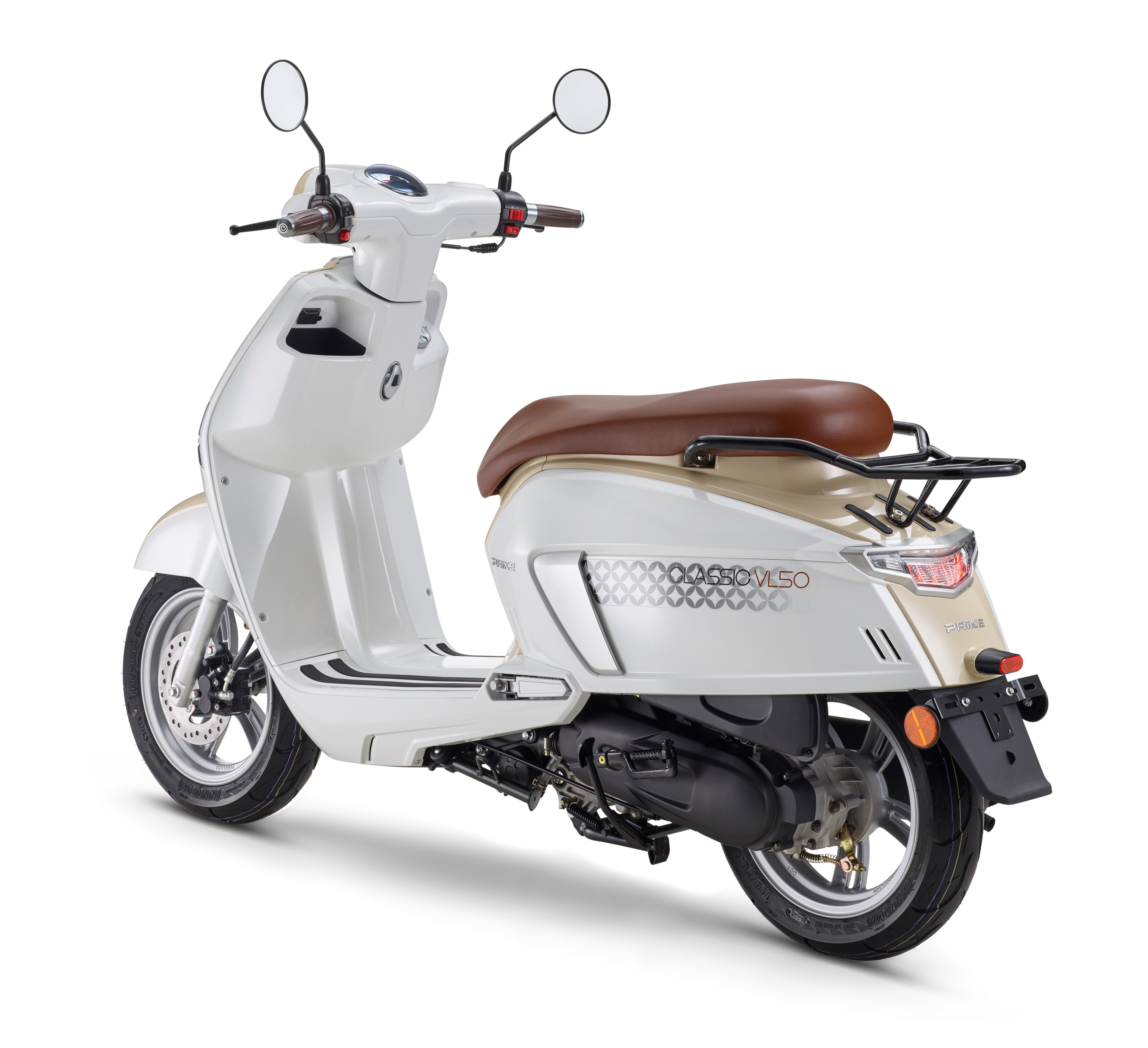 PRIKE Motorroller Classic Roller VL50, (45km/h), 50 ccm, 50 ccm, 45 km/h, Euro 5, Kraftstoffeinspritzung (EFI), Lenkerschloss, Staufach, Scooter, LED
