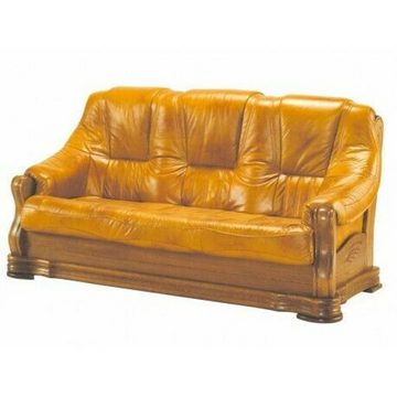 JVmoebel Sofa Wohnzimmer Leder Massiv Holz Möbel Garnitur Sofa Couch, Made in Europe