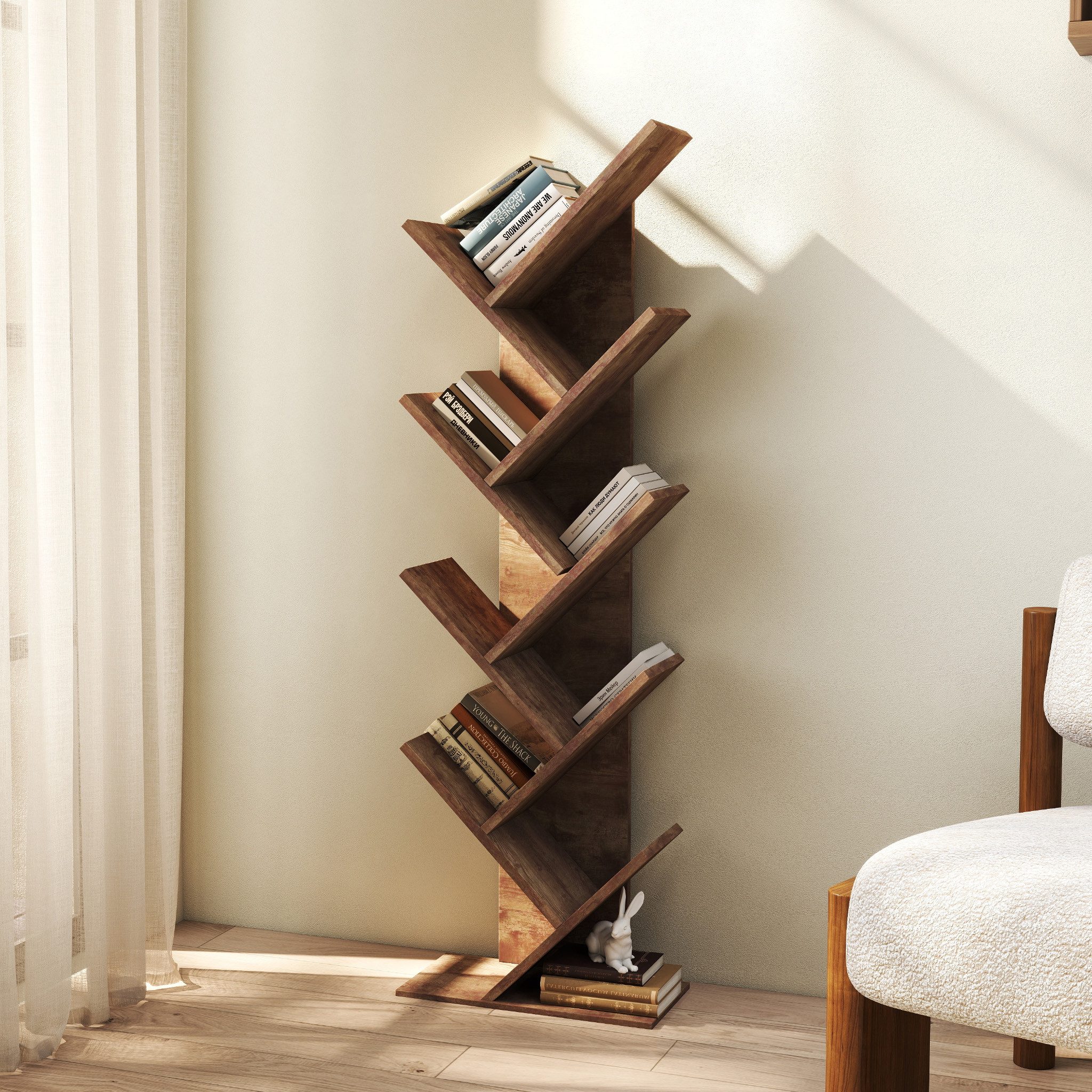 Mondeer Bücherregal in Baumform aus Holz Bücherschrank, Würfelregal exquisi günstig online kaufen