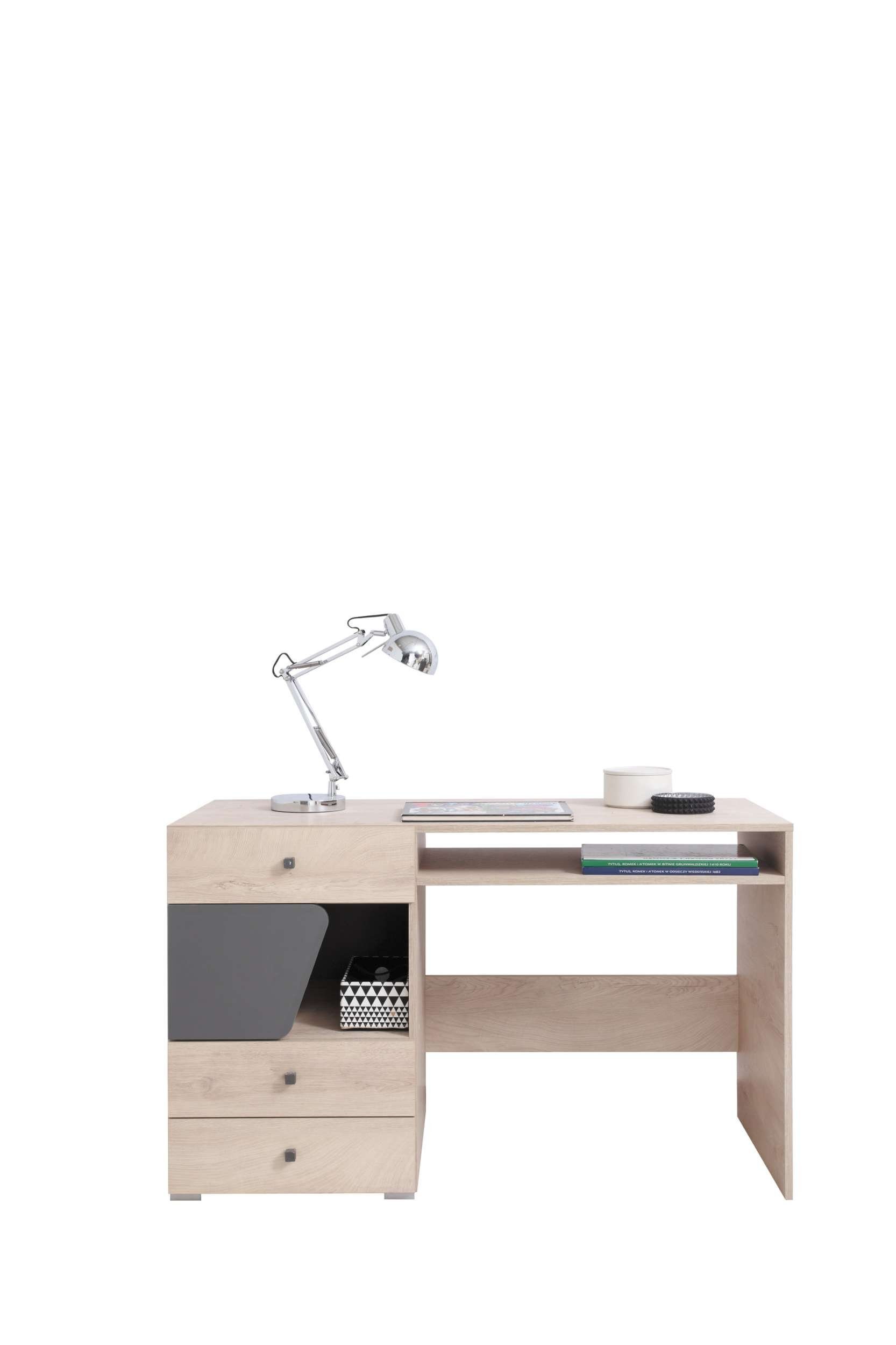 mit Stylefy Spanplatte, Schubladen, Schreibtisch Modern (Computertisch, viel Eiche Japan Design Bürotisch), Anthrazit Stauraum,