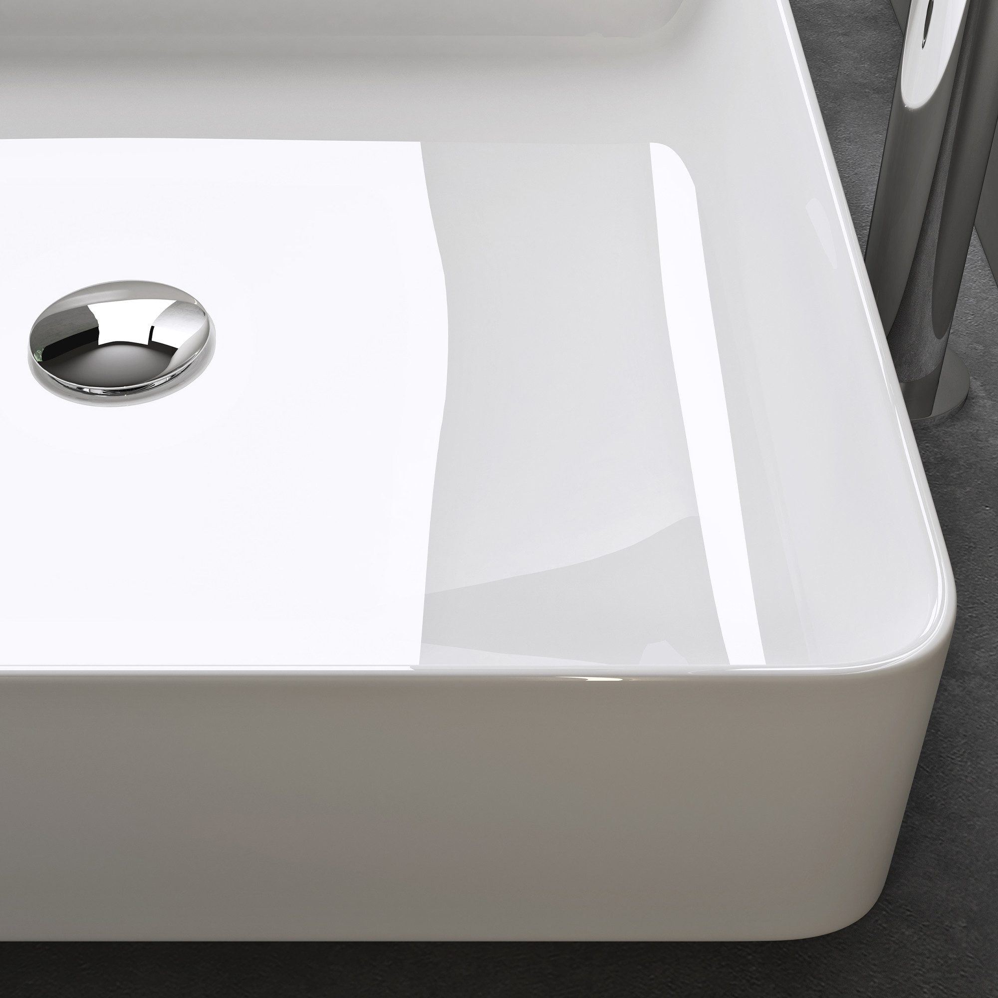 doporro Waschbecken keramik Aufsatzwaschbecken eckig Waschtisch mit Nano-Schutz L105