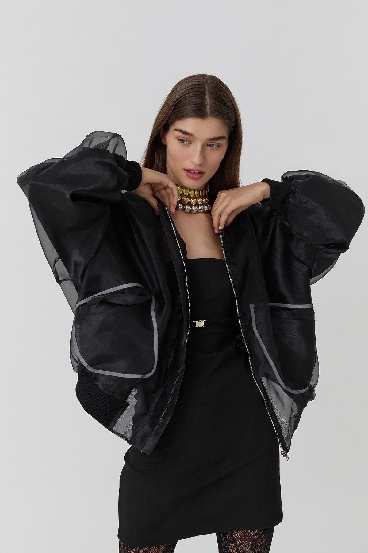 QUZU Bomberjacke Organza in Schwarz (1tlg) günstig online kaufen