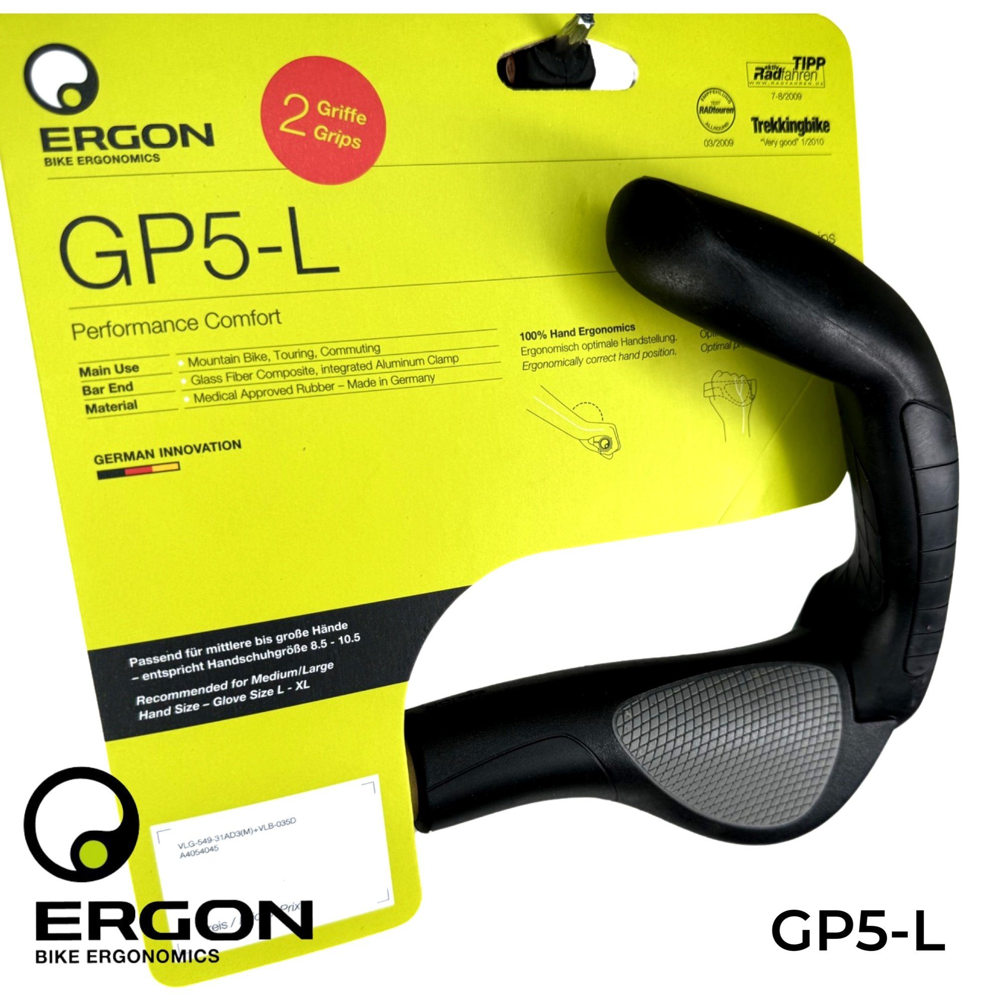 Ergon Fahrradlenker Ergon GP5-L Fahrrad City Tour Ebike komfort Griffe XL Hörnchen