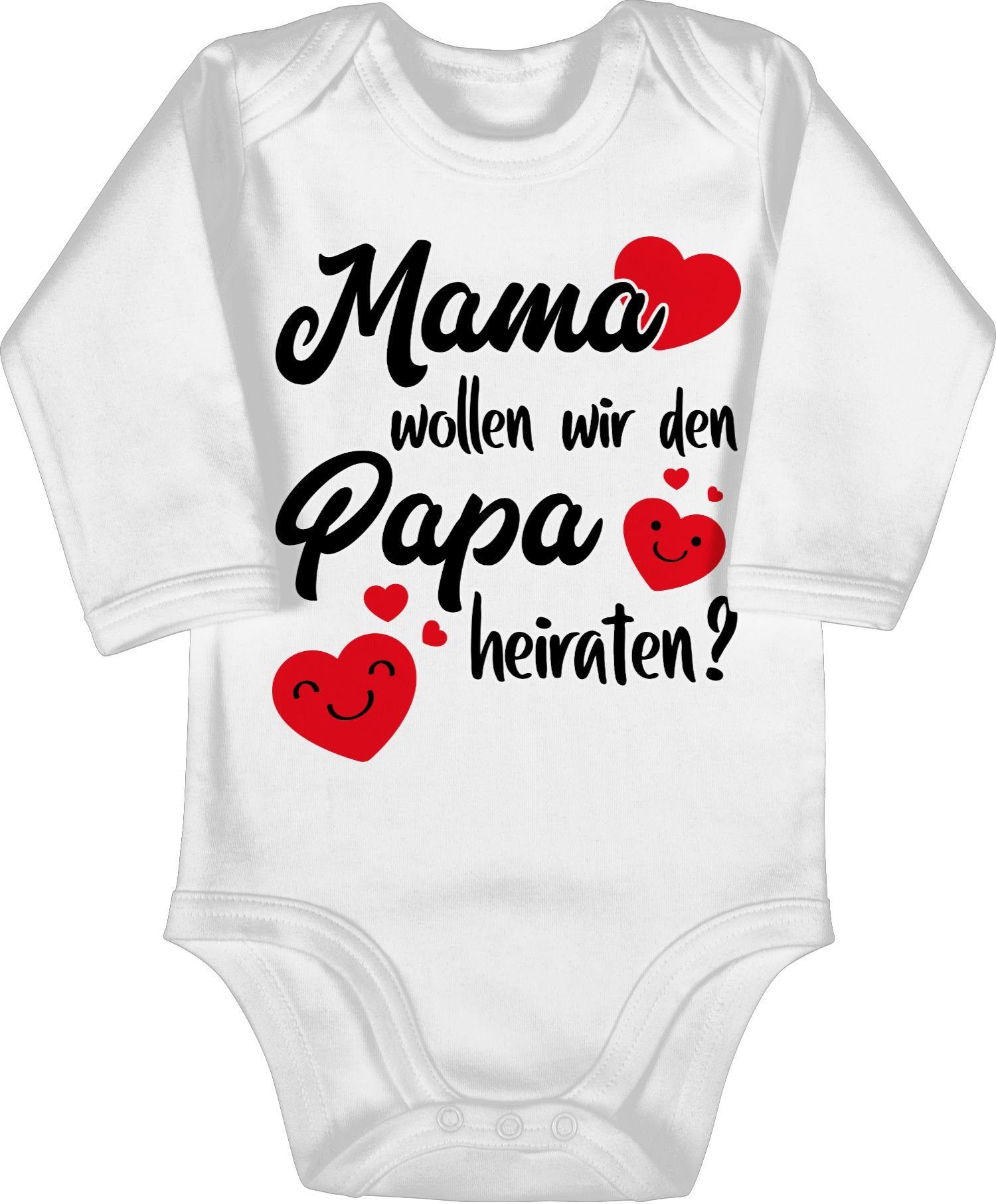 Mama Shirtbody Weiß - Hochzeit Shirtracer wollen heiraten 1 wir - Heiratsantrag Papa Baby