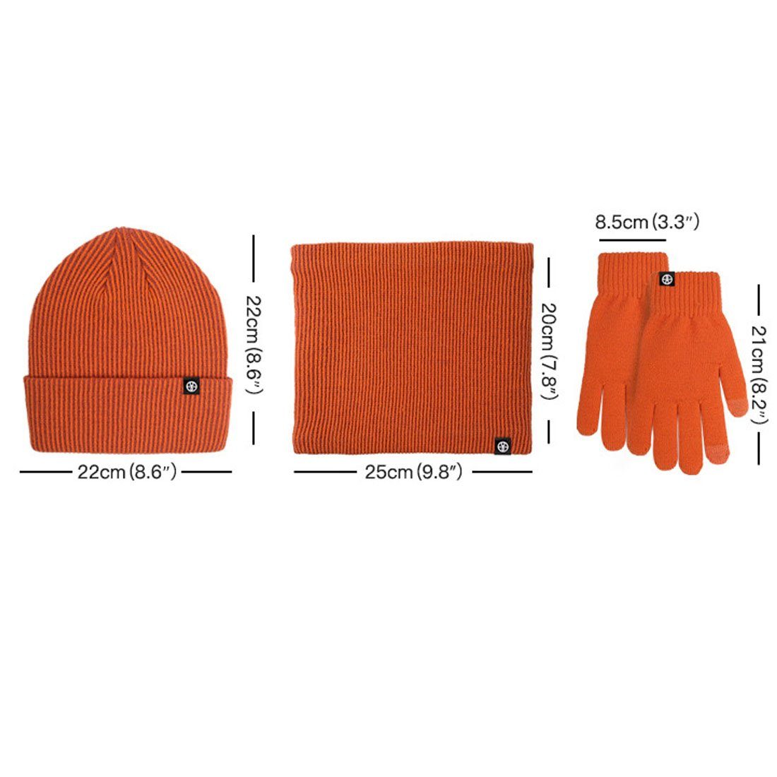 + Handschuhe DÖRÖY + 3tlg. Strickmütze Grau Schal wattierte Mütze Unisex-Winterset, Warmes