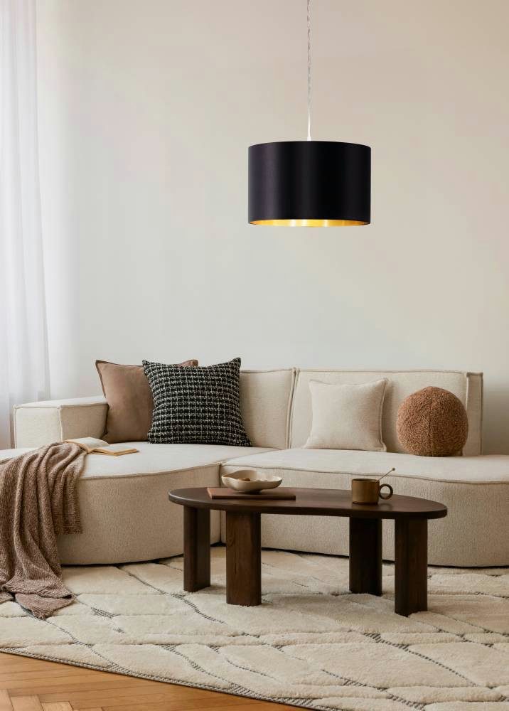 EGLO Hängeleuchte MASERLO Hängelampe, schwarz, gold, silber, Stoff, elegant günstig online kaufen