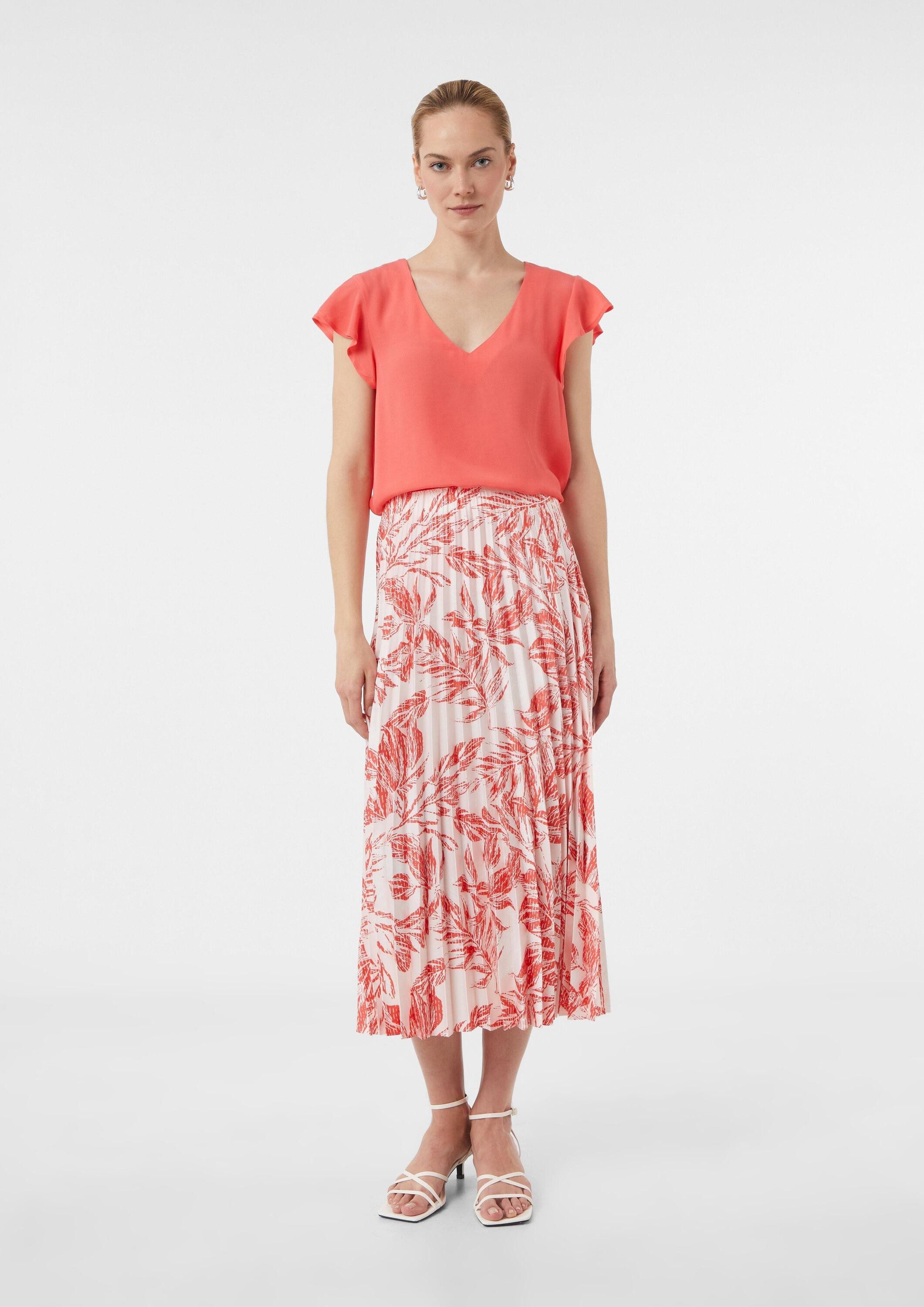 comma Midirock Rock Midi-Satinrock mit Plisseefalten günstig online kaufen