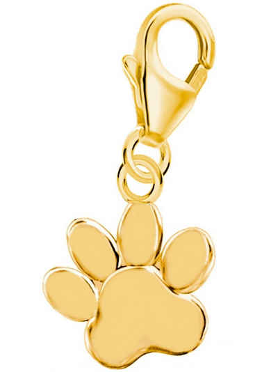 Goldene Hufeisen Charm-Einhänger Pfote Karabiner Charm Anhänger 925 Silber Gelbgold Vergoldet (inkl. Etui), für Gliederarmband oder Halskette