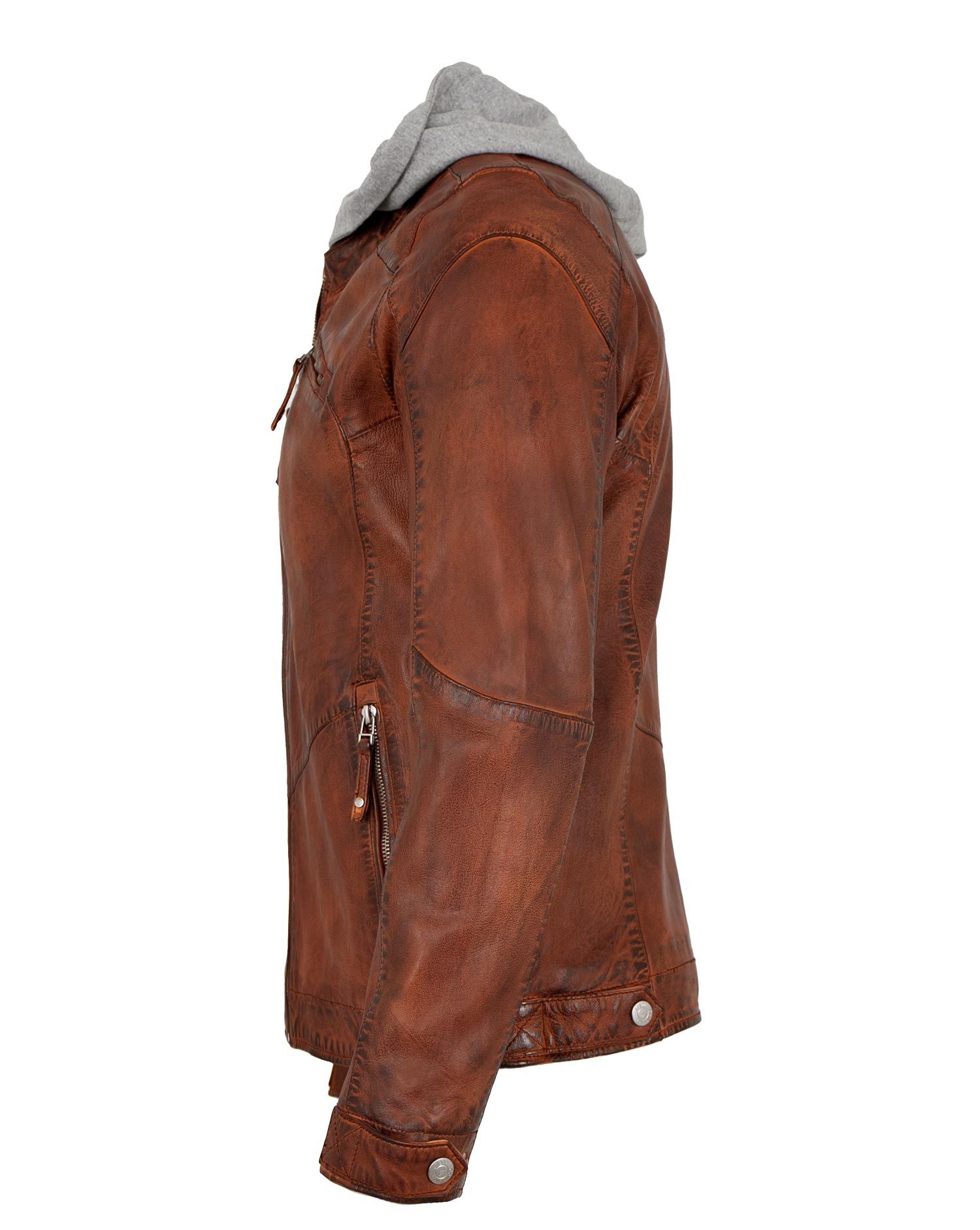 Jilani Lederjacke Karl-2 Jilani - Herren Lederjacke Kapuze Lammnappa burned günstig online kaufen