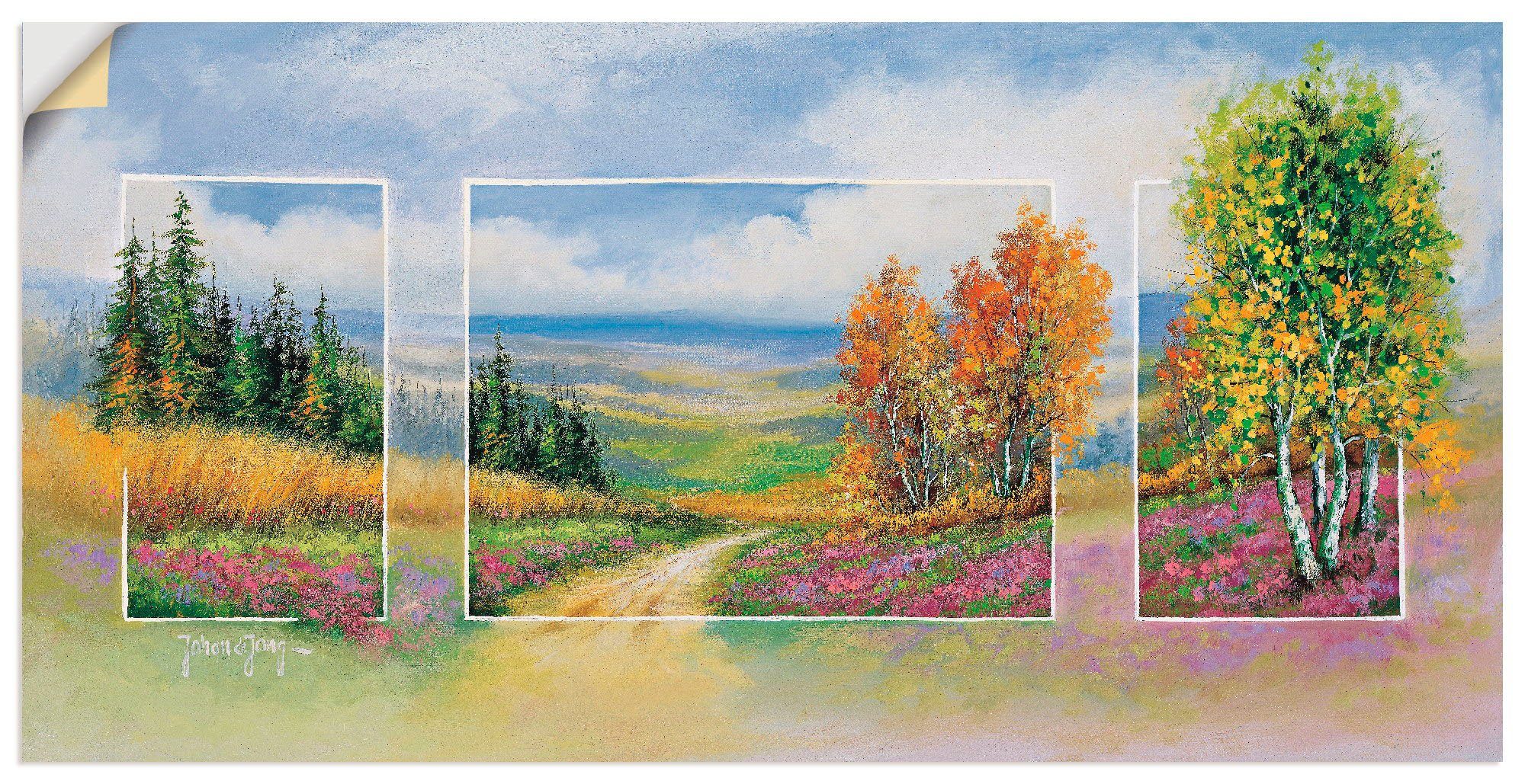 Artland Wandbild Frühlling Triptychon, Vier Jahreszeiten (1 St), als Leinwandbild, Wandaufkleber in verschied. Größen