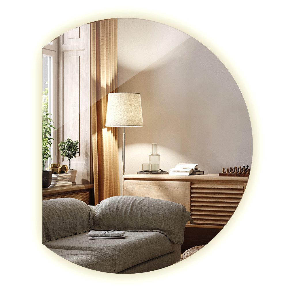 Tulup LED-Lichtspiegel Runder Abgeschrägter LED-Badezimmerspiegel (Neutralw günstig online kaufen