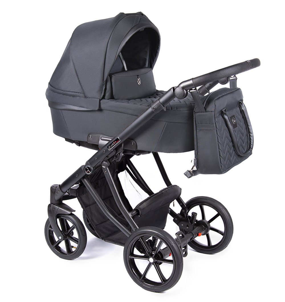 Teile babies-on-wheels in 4 schwarz 16 - in - 14 Kombi-Kinderwagen Kinderwagen-Set Gestell Dante = Farben Grau 1