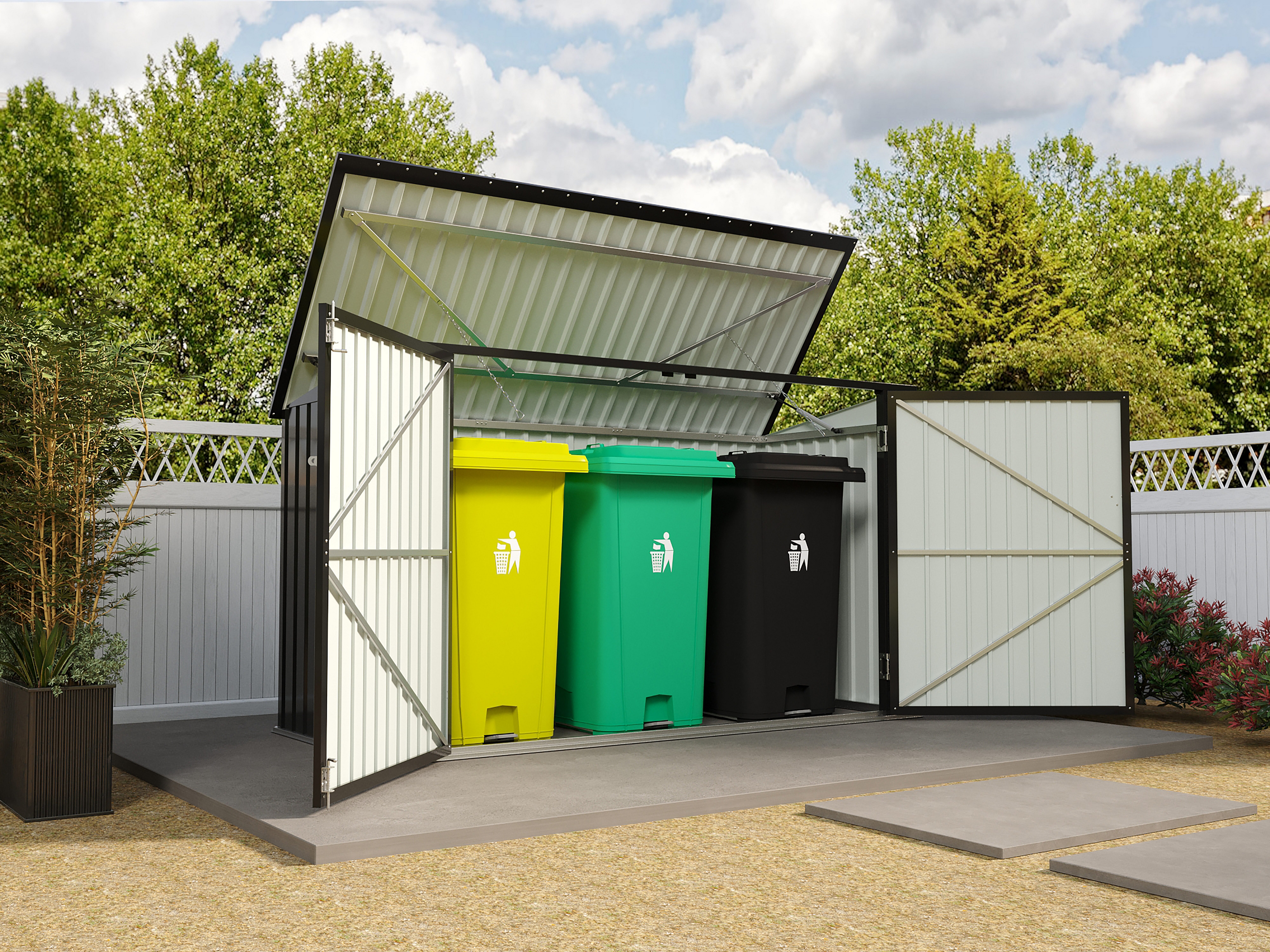 KONIFERA Mülltonnenbox Fahrradbox aus Metall, BxTxH: 233x105x133 cm