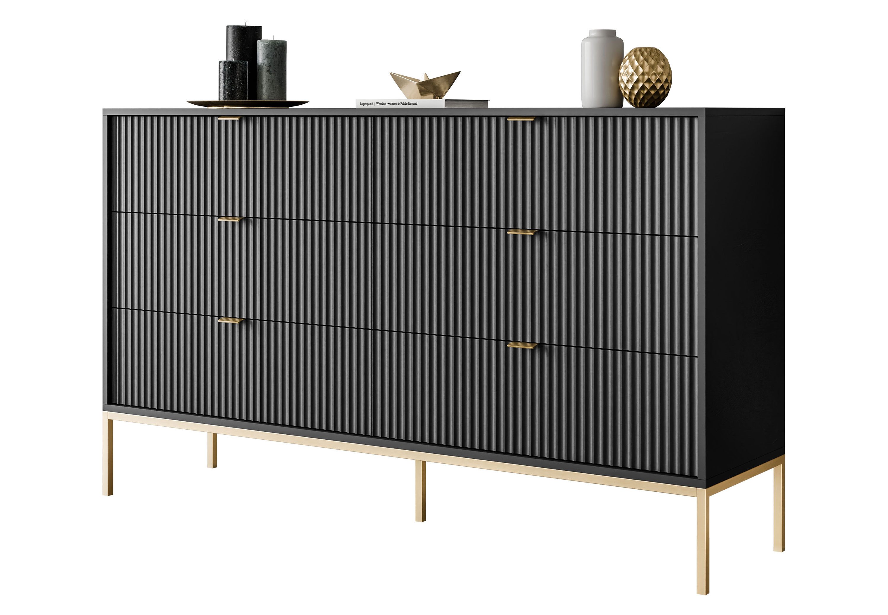 Lookway Kommode CORTADO GOLD KS154 mit Schubladen, Breite 154 cm