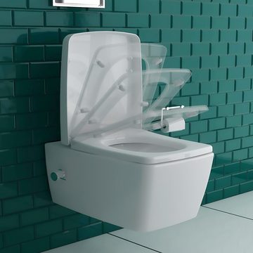 Vitra Tiefspül-WC VitrA Metropol Dusch WC SET mit WC-Sitz + Geberit UP 320 Spülkasten, WC Wandhängend, Abgang Waagerecht, Komplett-Set