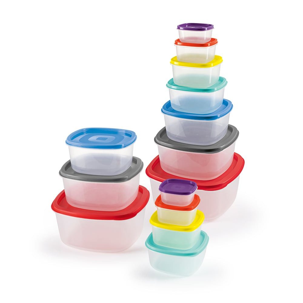 GOURMETmaxx Frischhaltedose Vorratsdose Lunchbox auslaufsicher, Polypropylen (PP), 28-tlg. mehrfarbig inkl. Deckel, Spülmaschinen,- und Mikrowellefest