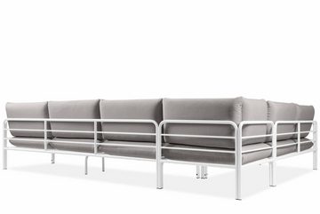 Konsimo Loungesofa RAMBE Ecksofa, Gartensofa, hergestellt in der EU, mit Kissen, handgefertigt, Stahlrahmen, 5-Sitzer