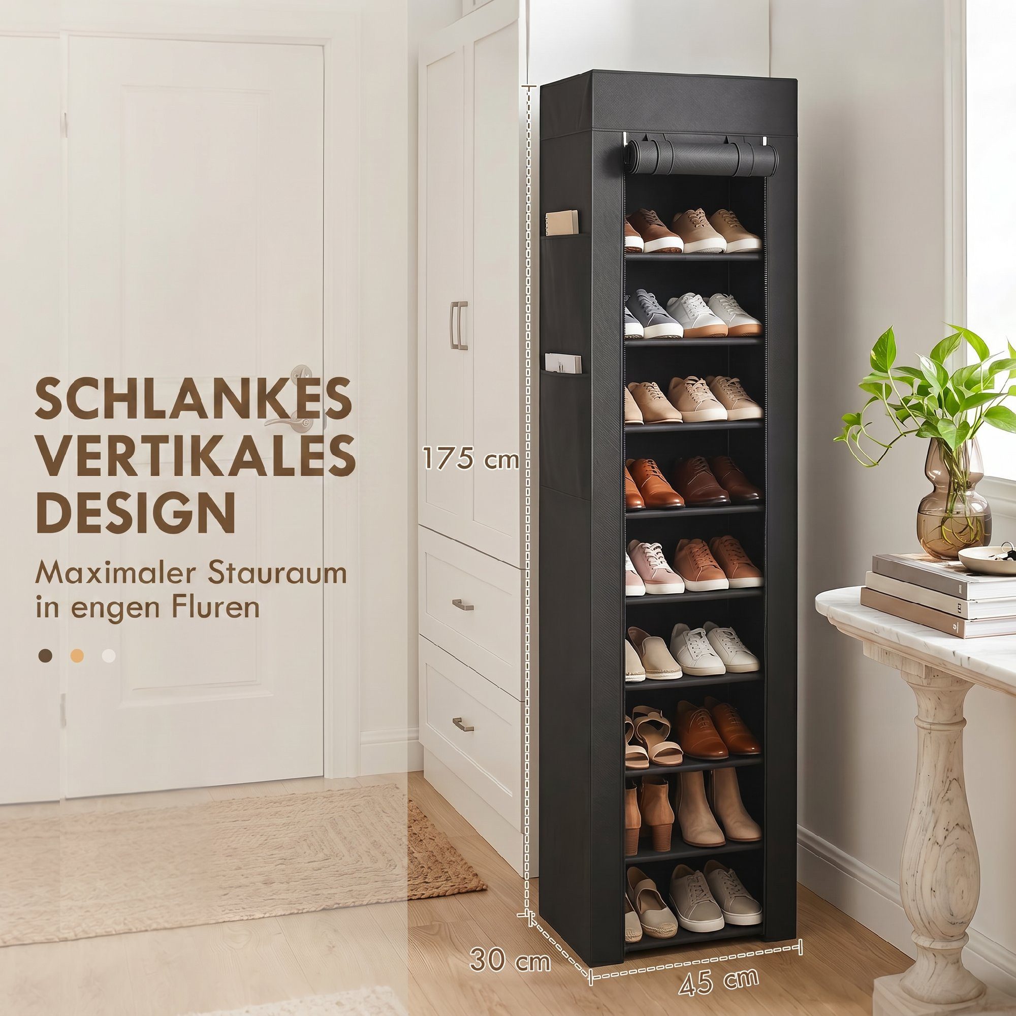 HOMCOM Schuhregal Schuhorganizer Schuhaufbewahrung mit Stoffbezug, Set 1-tlg., Staubdichte Stoffabdeckung, hohe Kapazität, leicht und tragbar – Bild 5 von 5