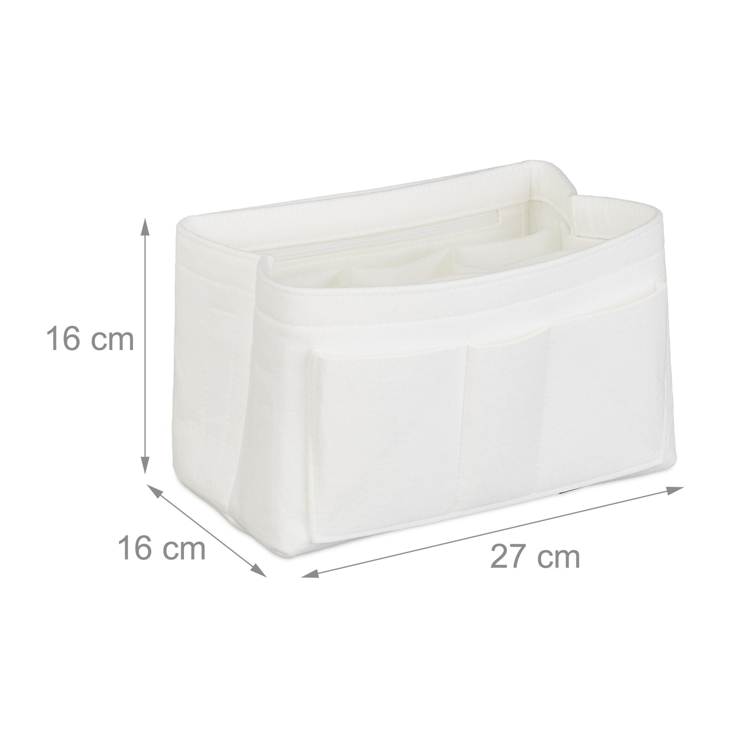 relaxdays Handtasche Taschenorganizer Handtasche Filz weiß, S