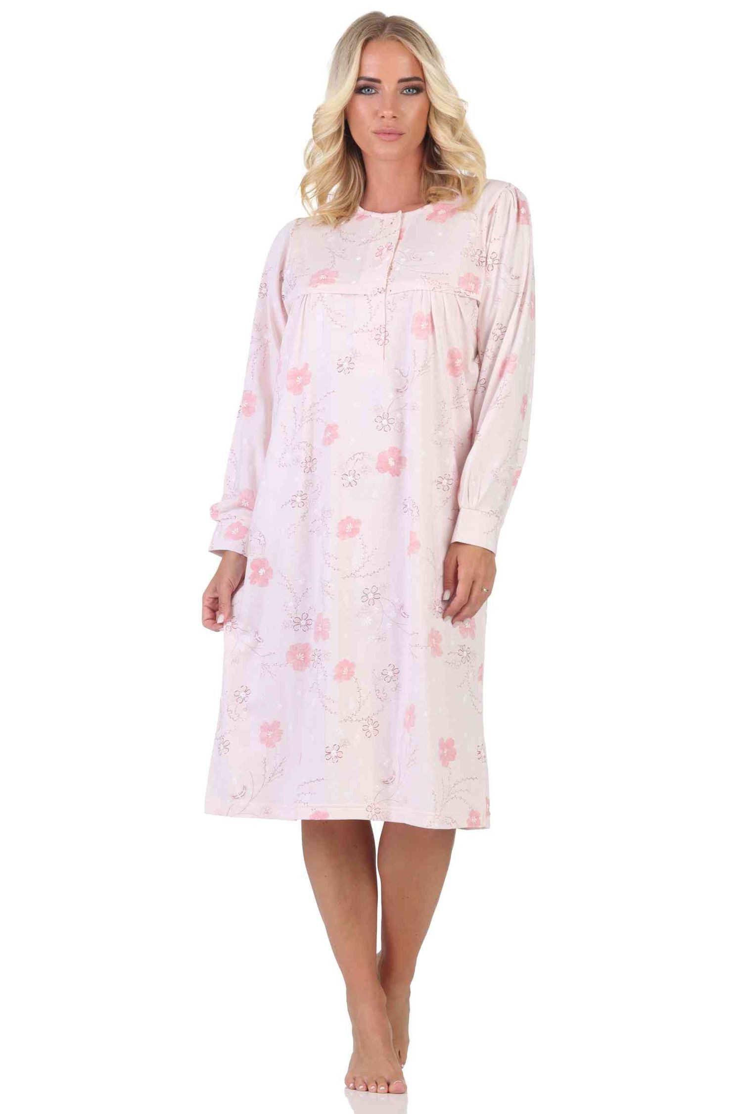 Normann Nachthemd Damen langarm Nachthemd im klassischen fraulichen Design