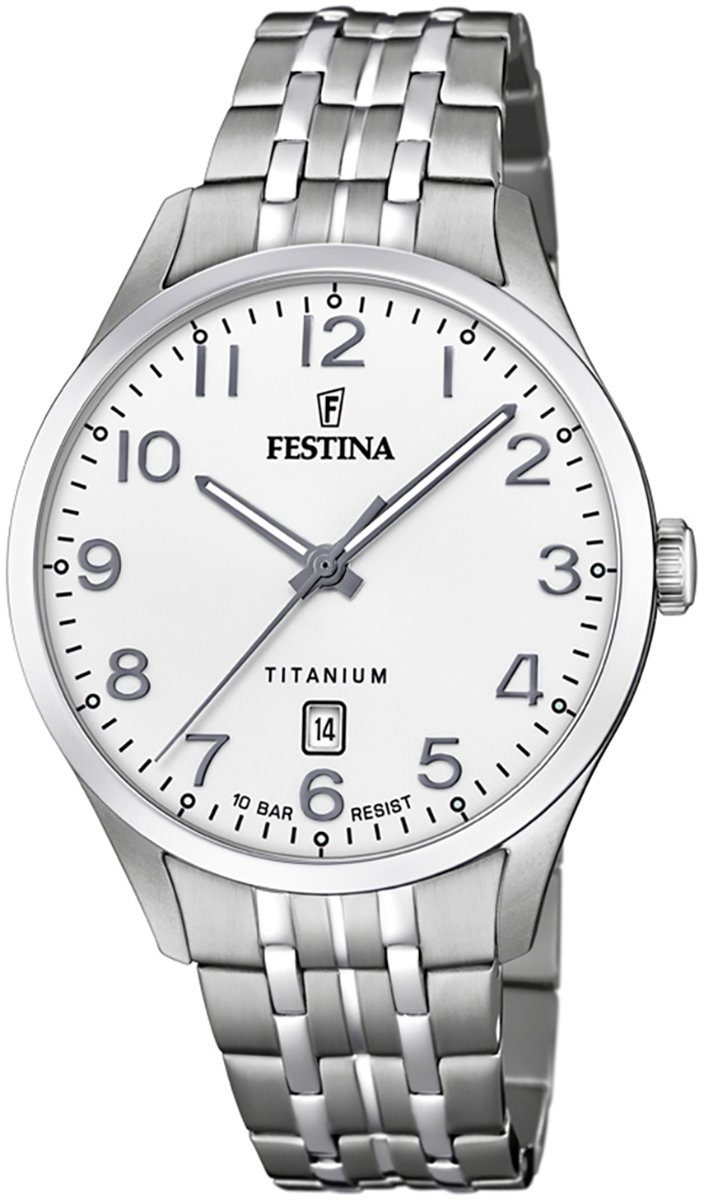 Festina Quarzuhr Festina Herren Uhr F20466/1 Elegant, Herren Armbanduhr rund, Titanarmband silber