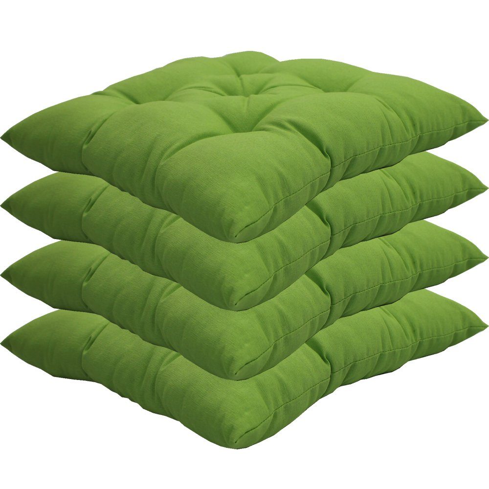 NYVI Stuhlkissen Sitzkissen Genua 4er Set - Dekokissen Sitzauflage für Indoor & Outdoor, Komfortabel & Robust, Gartenstuhlauflagen für 40x40 cm große Stühle grün