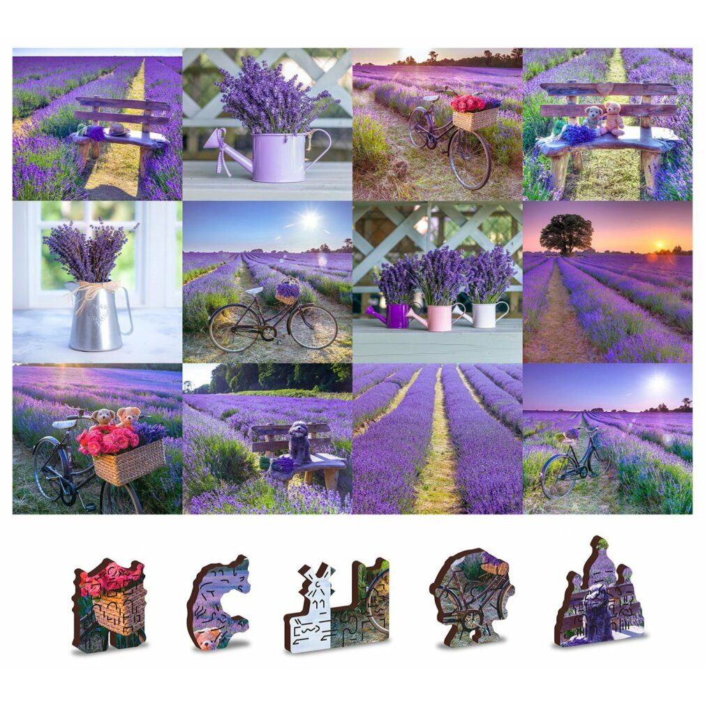 Wooden City Puzzle Holzpuzzle Lavendel Frankreich 2in1, 150 Teile ECO, Puzzleteile
