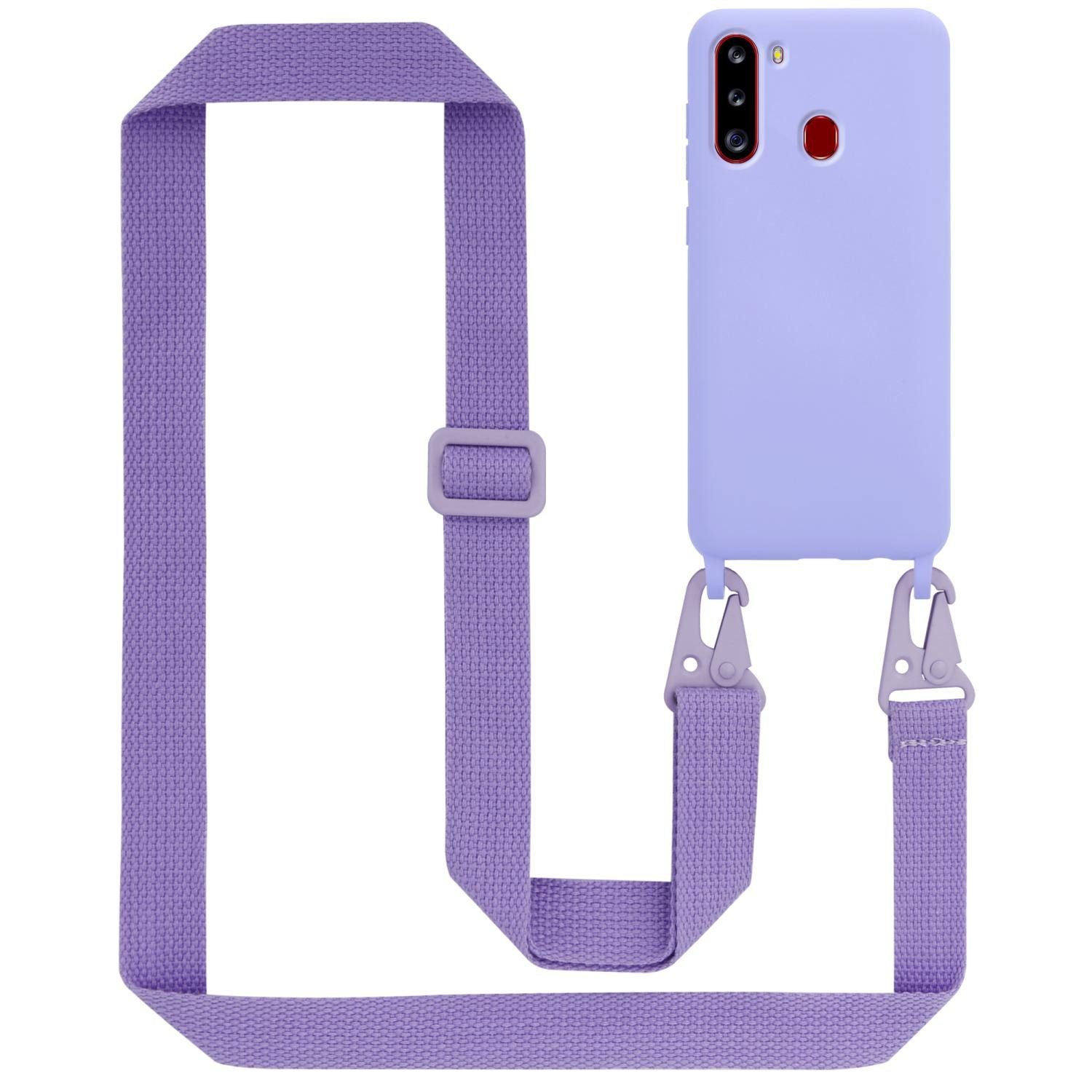 Cadorabo Handyhülle für Samsung Galaxy A21 Kette Samsung Galaxy A21, TPU Silikon Handy Schutzhülle - Hülle - Liquid Style - mit Handykette