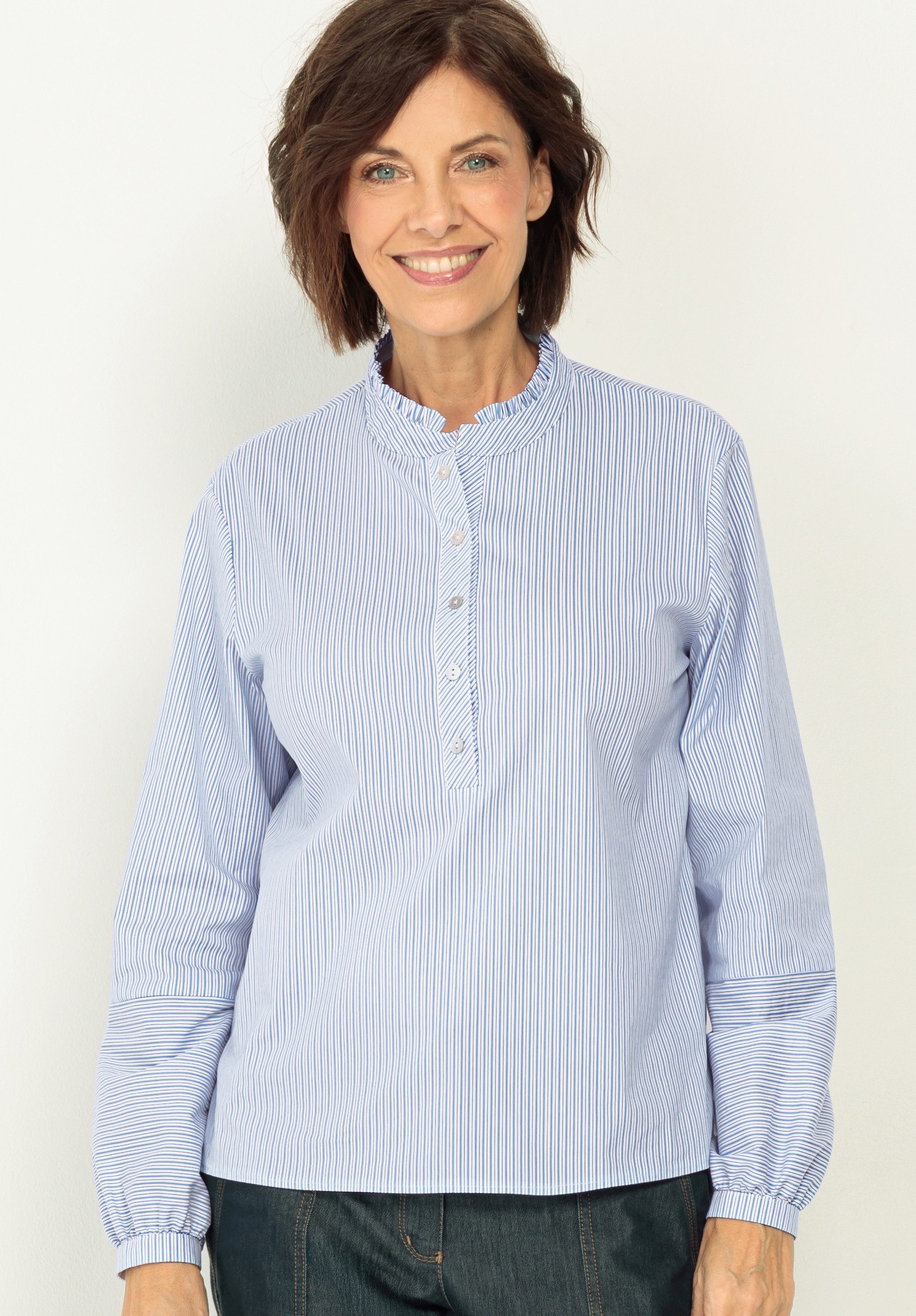 bianca Schlupfbluse ADINA in modernem Streifen-Look und Rüschendetail günstig online kaufen