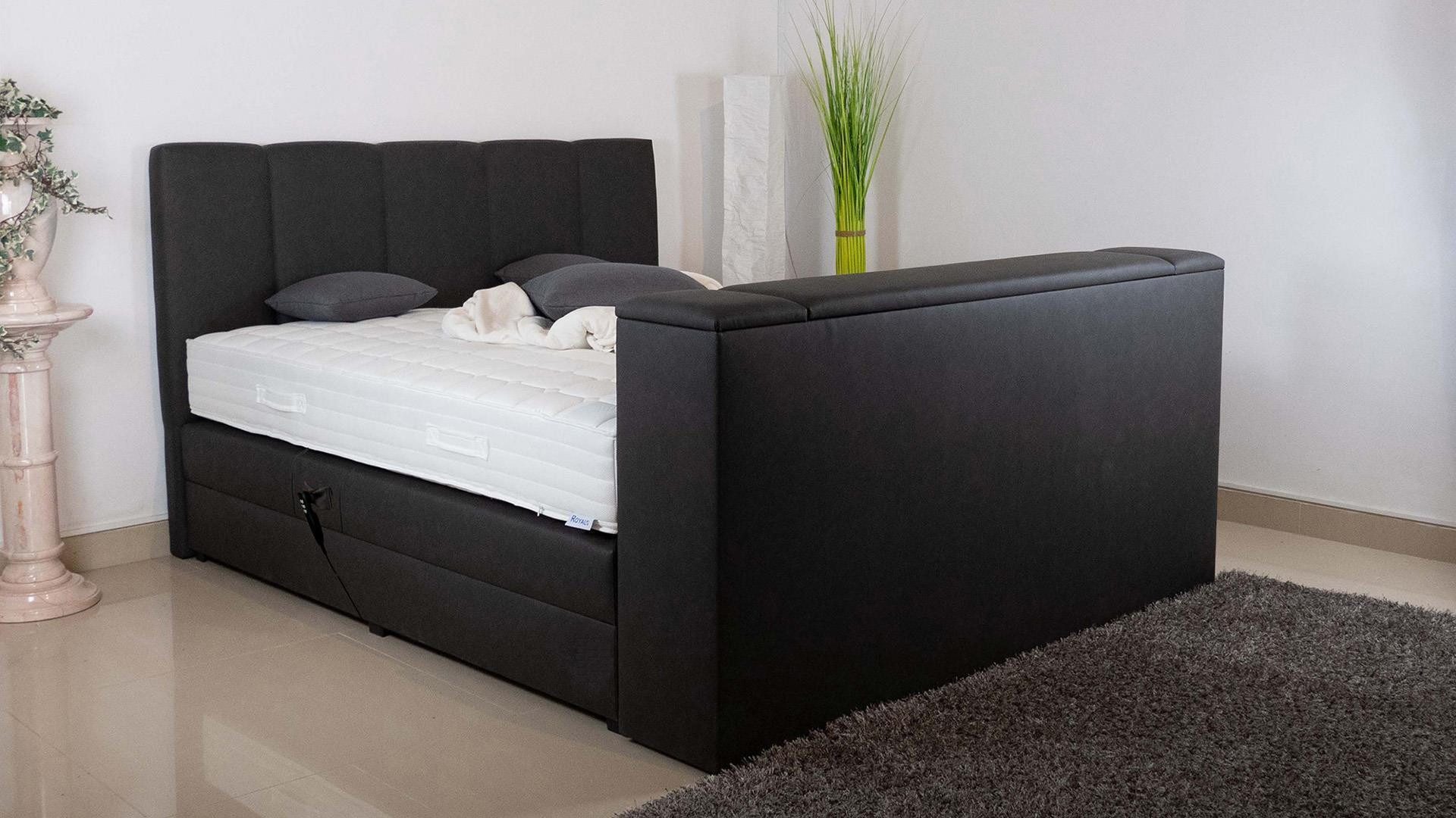 PAARA Boxspringbett Chicago elektrisch verstellbar mit Motor + TV Lift, mit einzigartigem Belüftungssystem