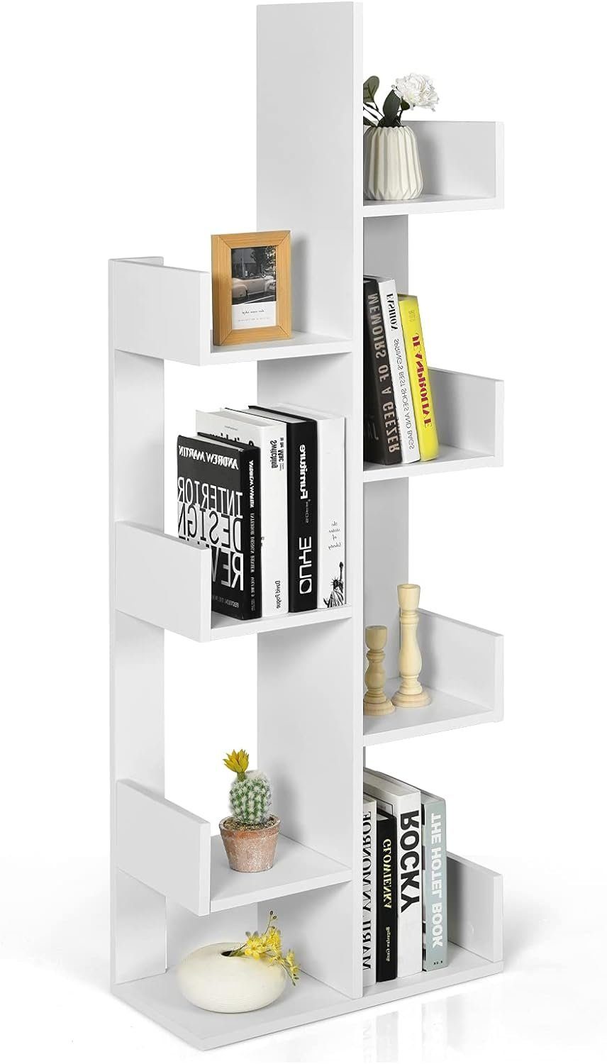 KOMFOTTEU Bücherregal Standregal, mit 8 fächern, 50 x 25 x 145 cm weiß