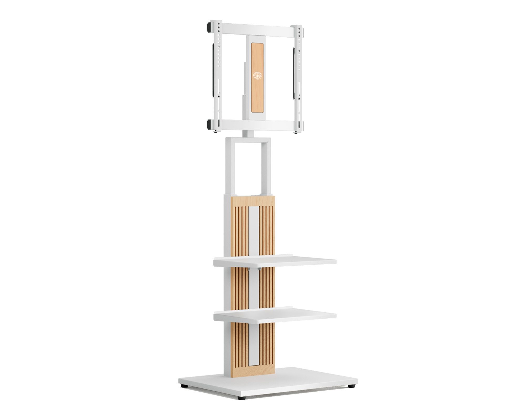 FITUEYES TV-Ständer TV-Standfuß mit verstellbarer Ablage, 32-65 Zoll, (bis 65,00 Zoll, höhenverstellbar, schwenkbar ±30°, aus Buchenholz)