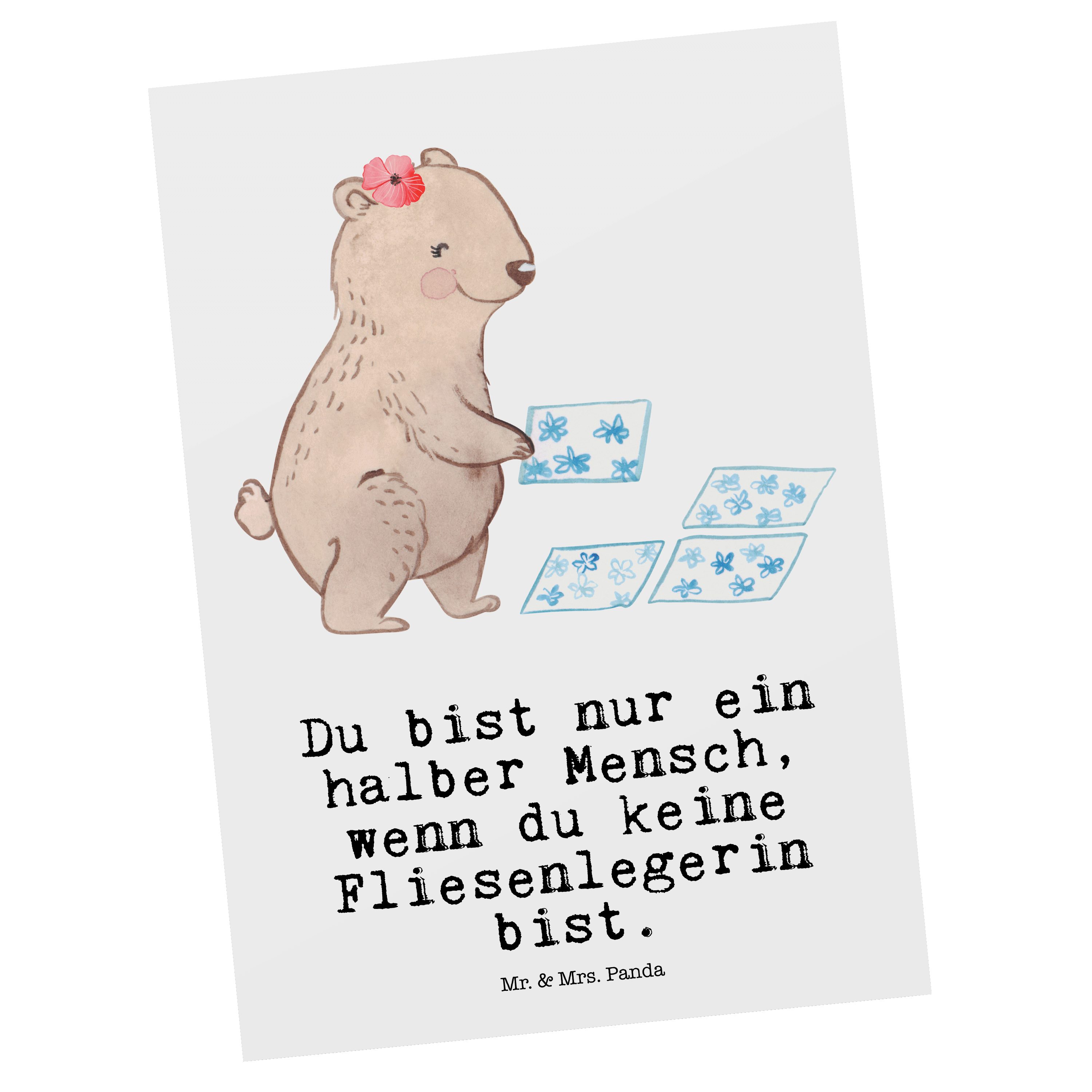 - Küch & Panda Mr. Geschenk, Fliesenlegerin Postkarte - Mrs. neue Herz Weiß Gesellenprüfung, mit