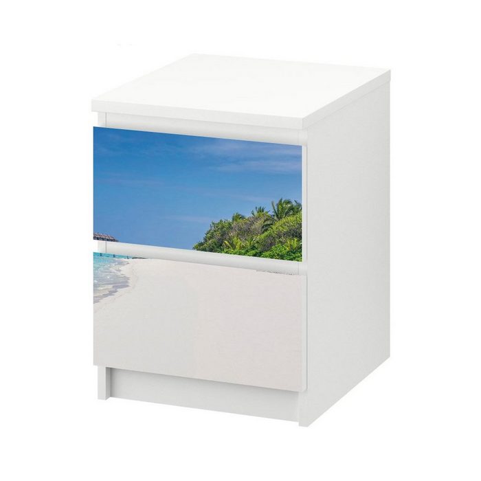 MyMaxxi Möbelfolie MyMaxxi - Klebefolie Möbel kompatibel mit IKEA Malm Kommode - Motiv Traumstrand auf den Malediven - Möbelfolie selbstklebend - Dekofolie Tattoo Aufkleber Folie - Wasser Ozean Sonne