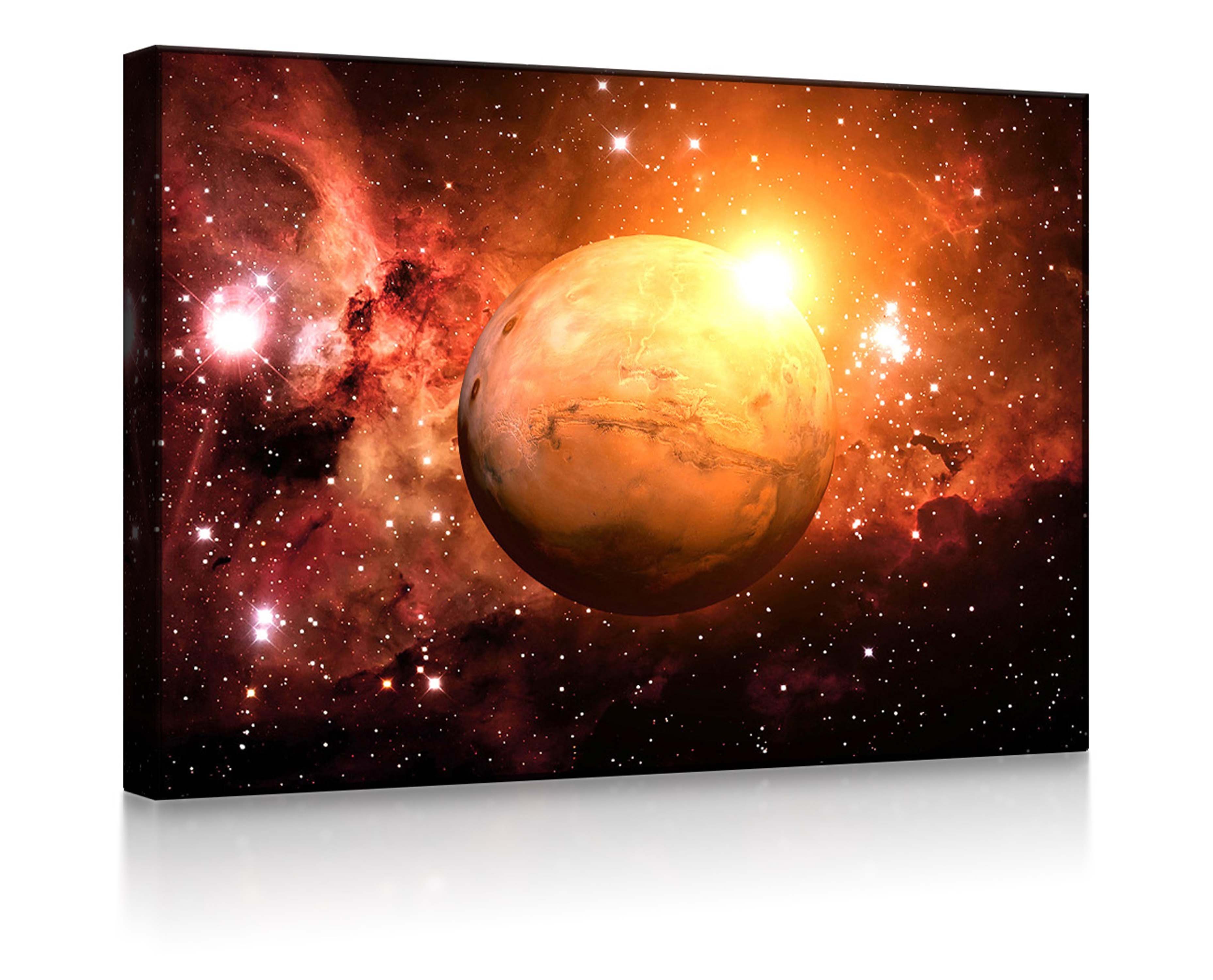 lightbox-multicolor LED-Bild Planet Mars im Universum front lighted / 60x40cm, Leuchtbild mit Fernbedienung