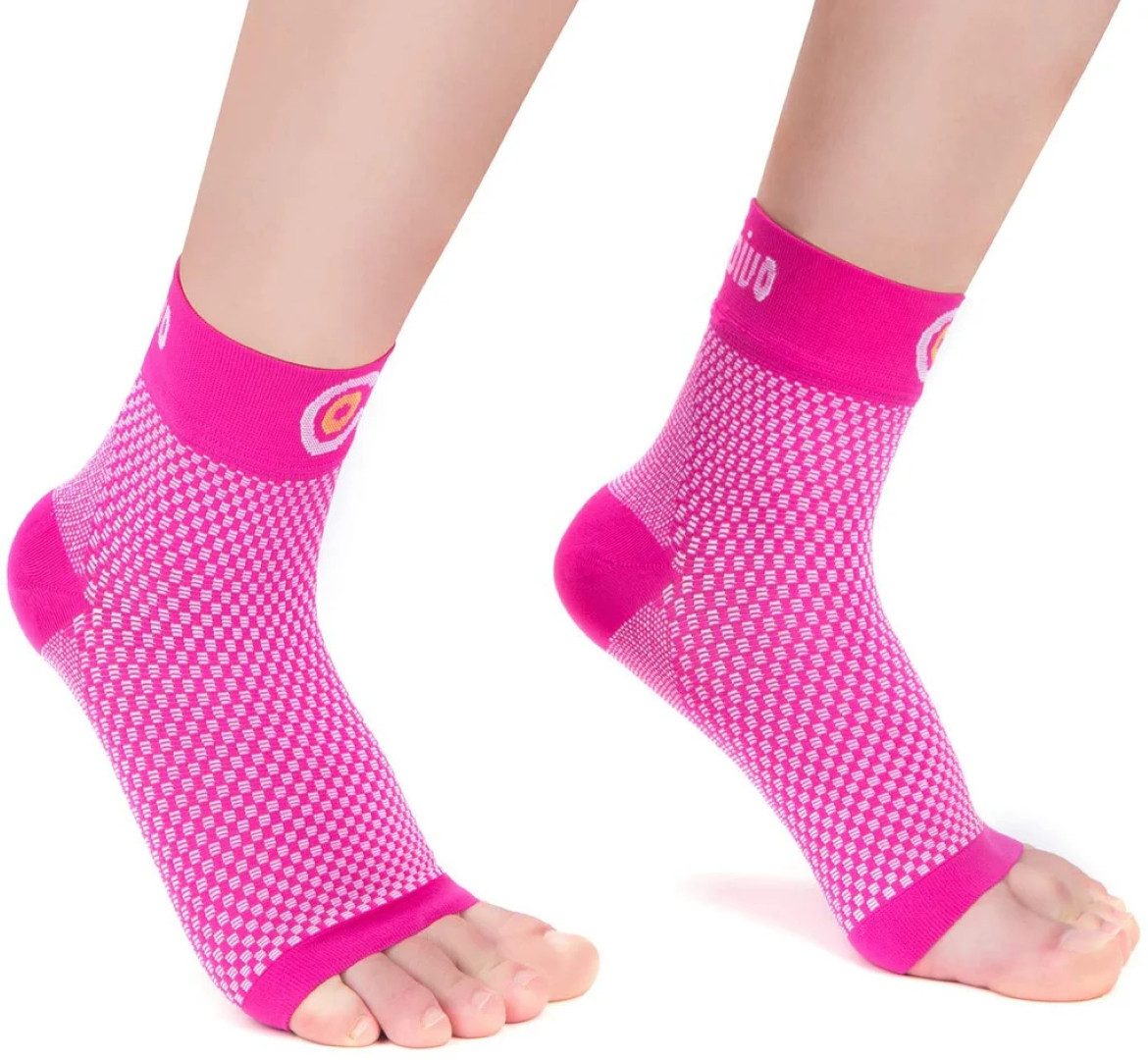 CAMBIVO Kompressionsstrümpfe 2er Set Plantarfasziitis Sprunggelenkbandage für Schmerzlinderung (Plantarfasziitis Knöchelbandage Set – Fußstütze für Schmerzlinderung, 2-Paar, 2 Paar Bandagen atmungsaktivem Material für optimale Unterstützung)