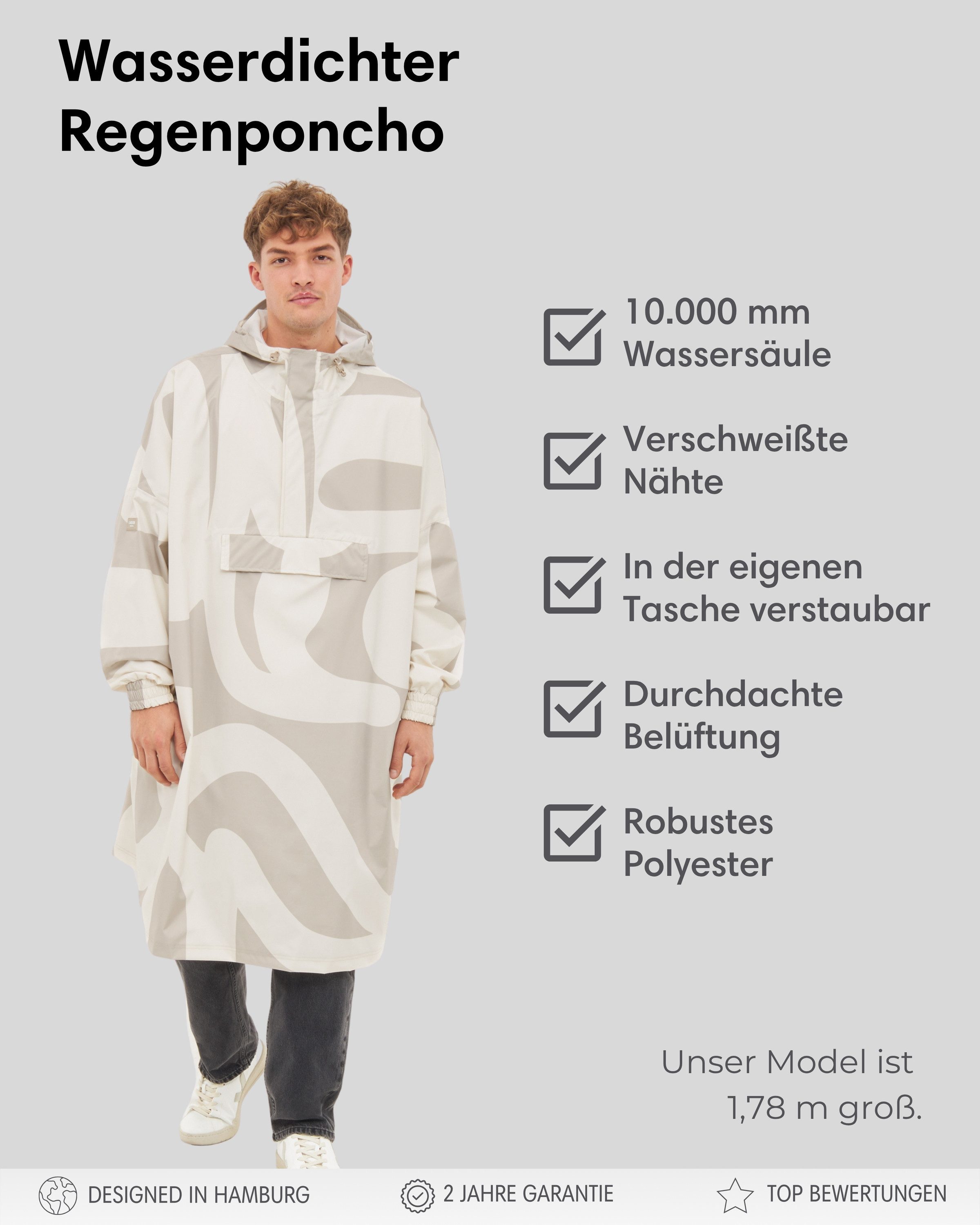 LARKSON Regenponcho Lykke Regenponcho, Wassersäule 10.000 mm (1-St) Wasserdichtes Regencape mit verschweißten Nähten – Bild 2 von 5